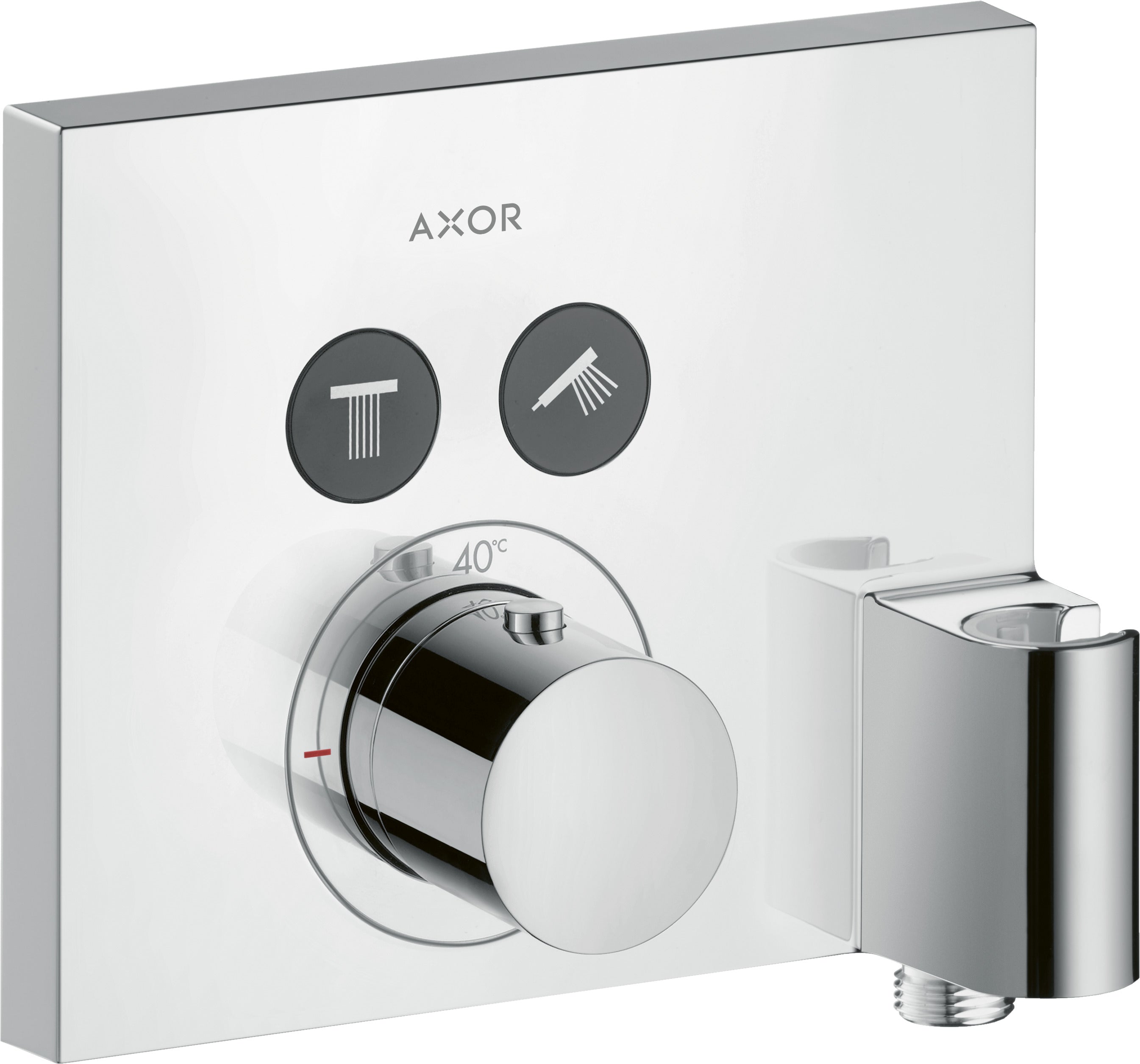 AXOR ShowerSelect Thermostatic mixer square for concealed installation for 2 outlets with wall outlet and shower holder