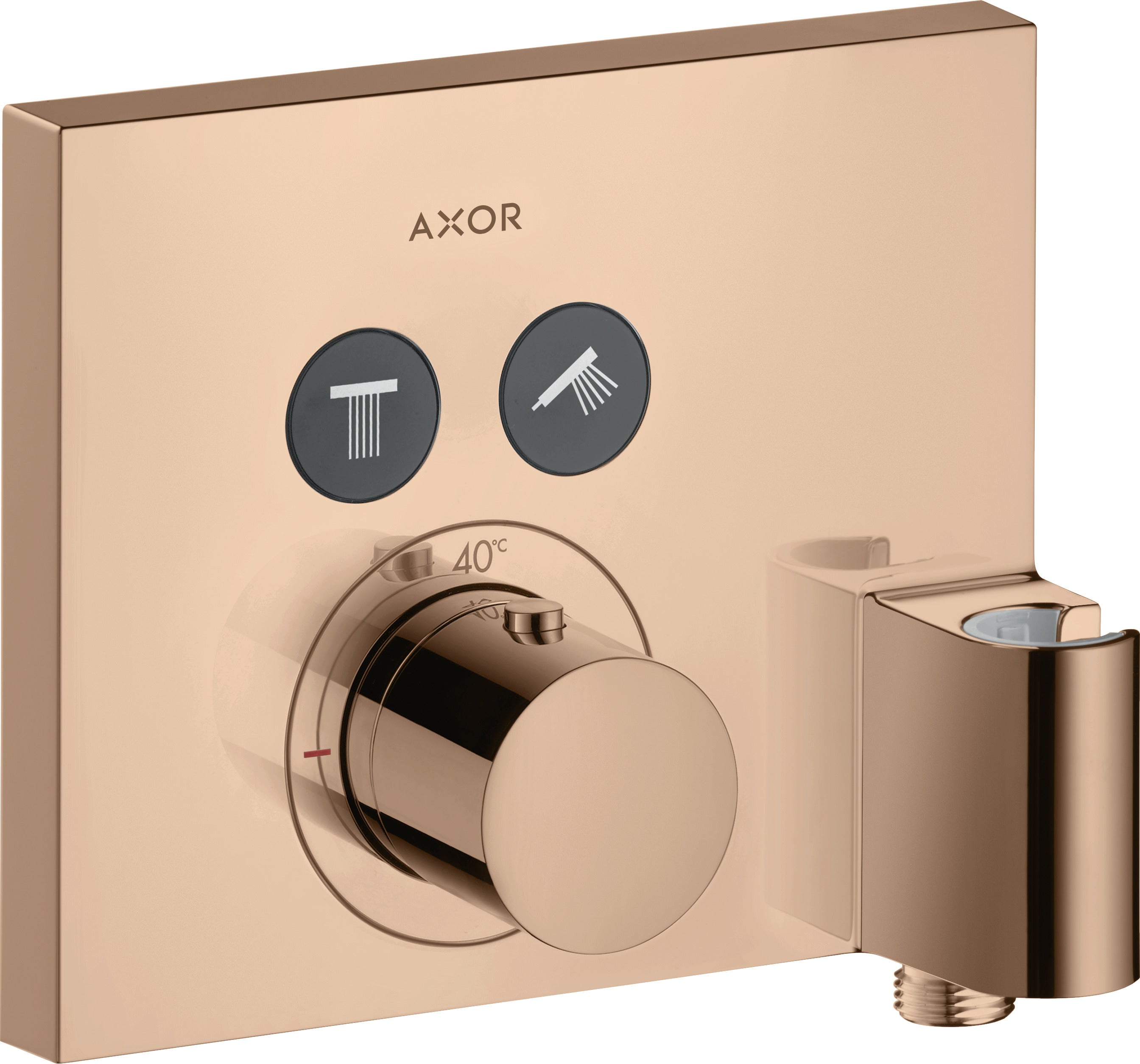 AXOR ShowerSelect Thermostatic mixer square for concealed installation for 2 outlets with wall outlet and shower holder