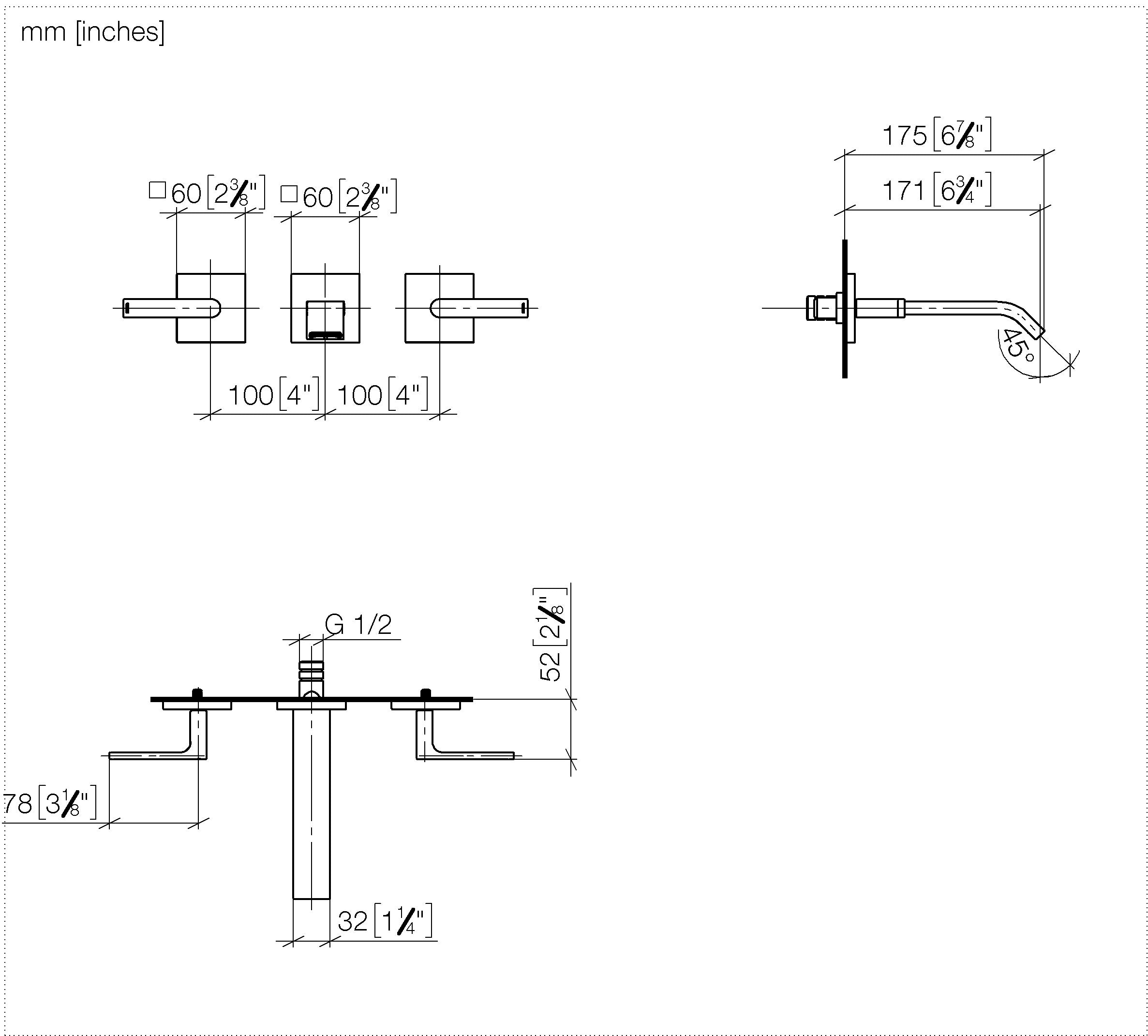 Imo Wall Mounted Basin Mixer Without Pop Up Waste Chrome II
