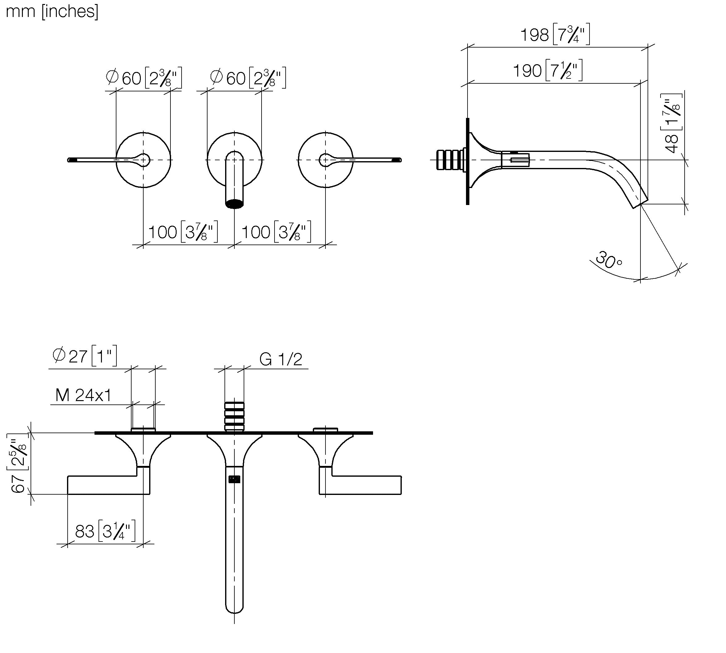 Vaia Wall Mounted Basin Mixer Without Pop Up Waste Chrome IV