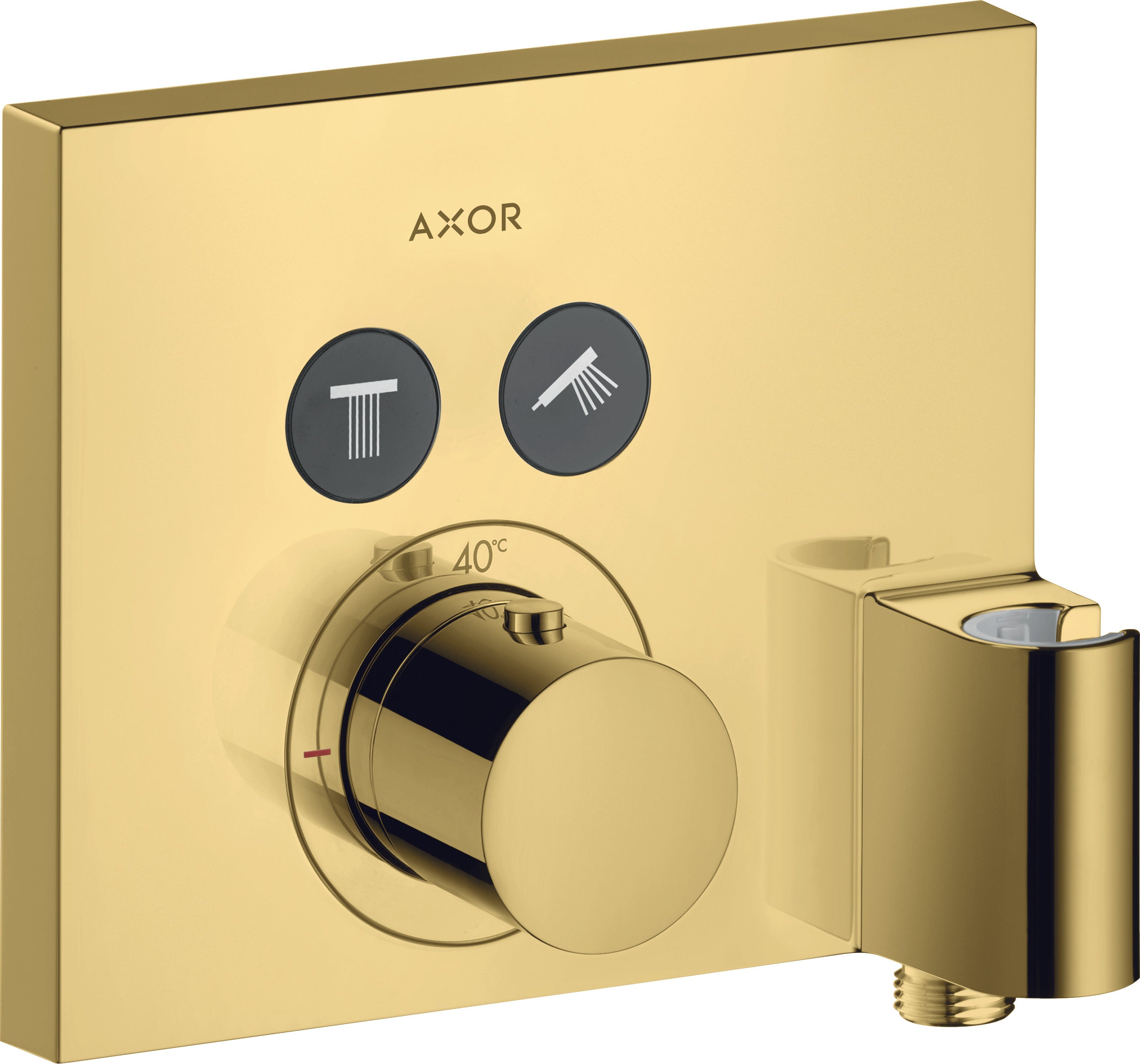 AXOR ShowerSelect Thermostatic mixer square for concealed installation for 2 outlets with wall outlet and shower holder