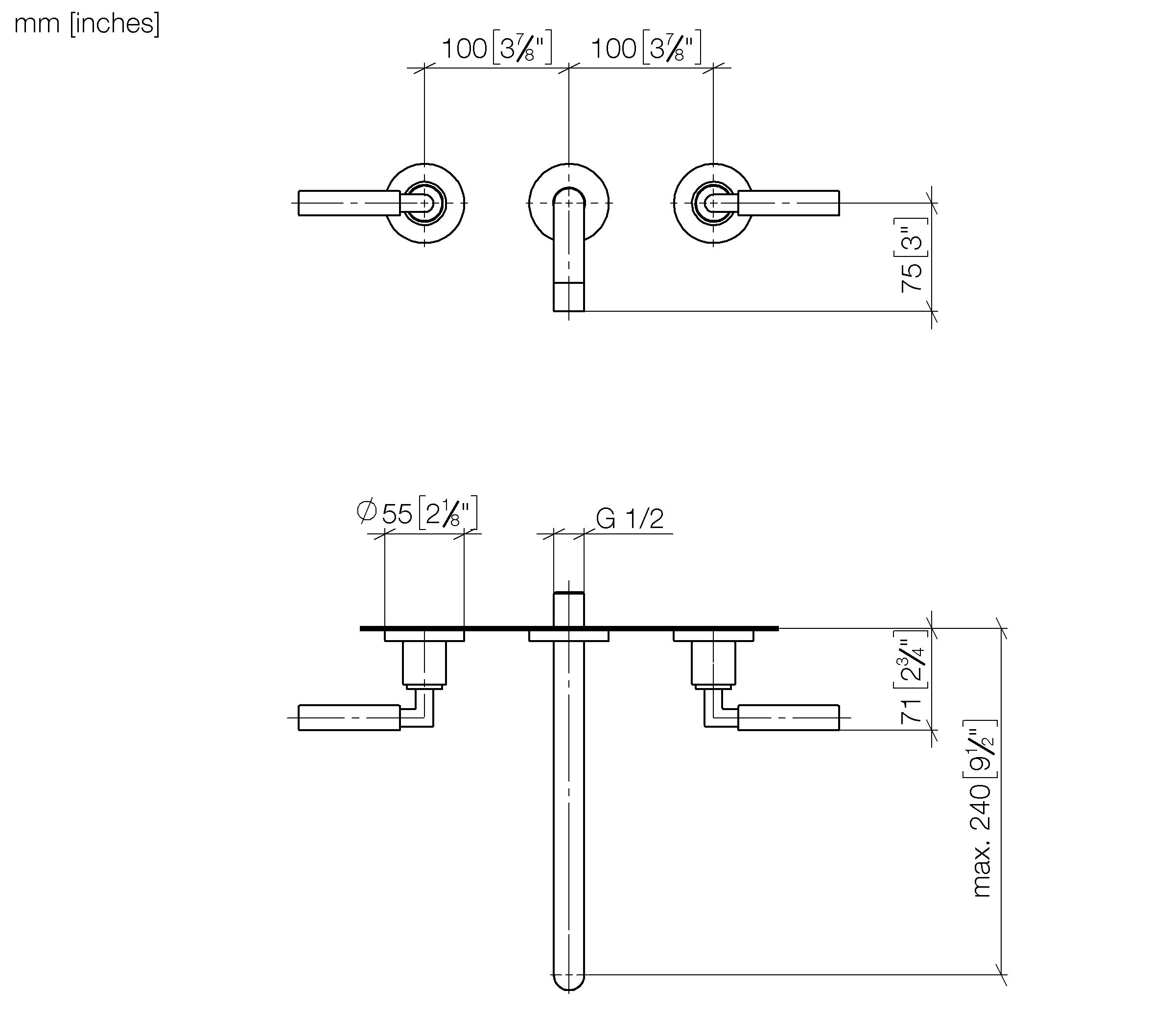 Tara Wall Mounted Basin Mixer Without Pop Up Waste Chrome V