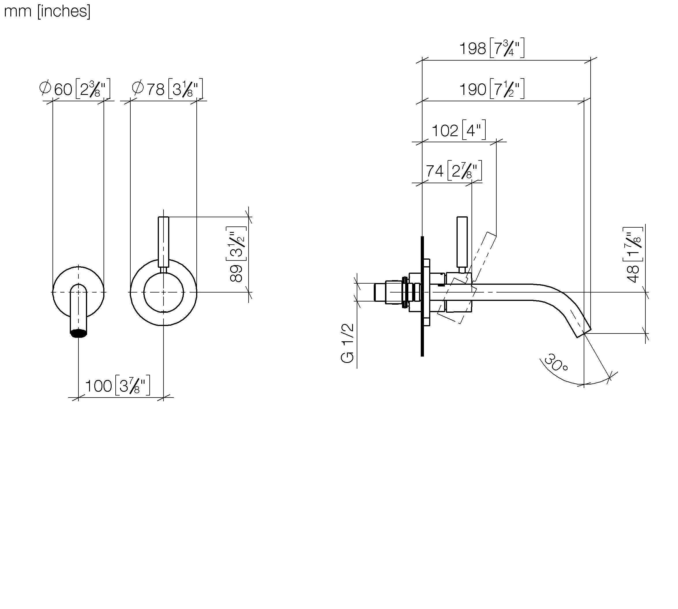 Meta Wall Mounted Single Lever Basin Mixer Without Pop Up Waste Chrome II