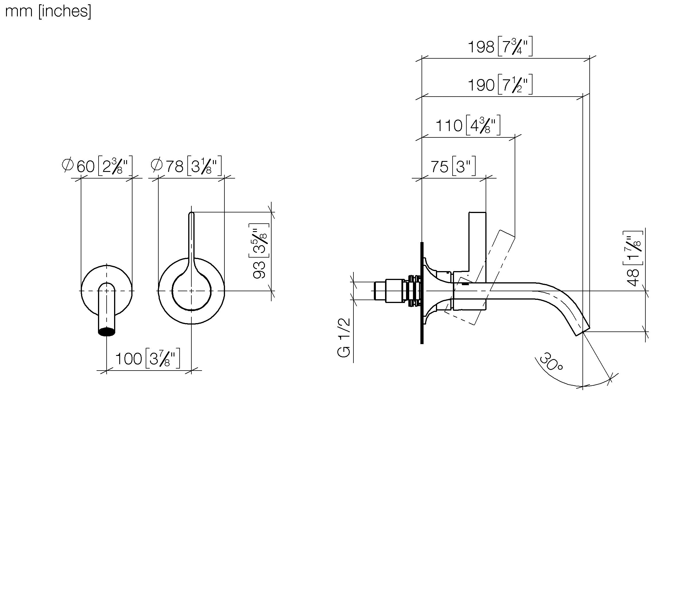 Vaia Wall Mounted Single Lever Basin Mixer Without Pop Up Waste Chrome