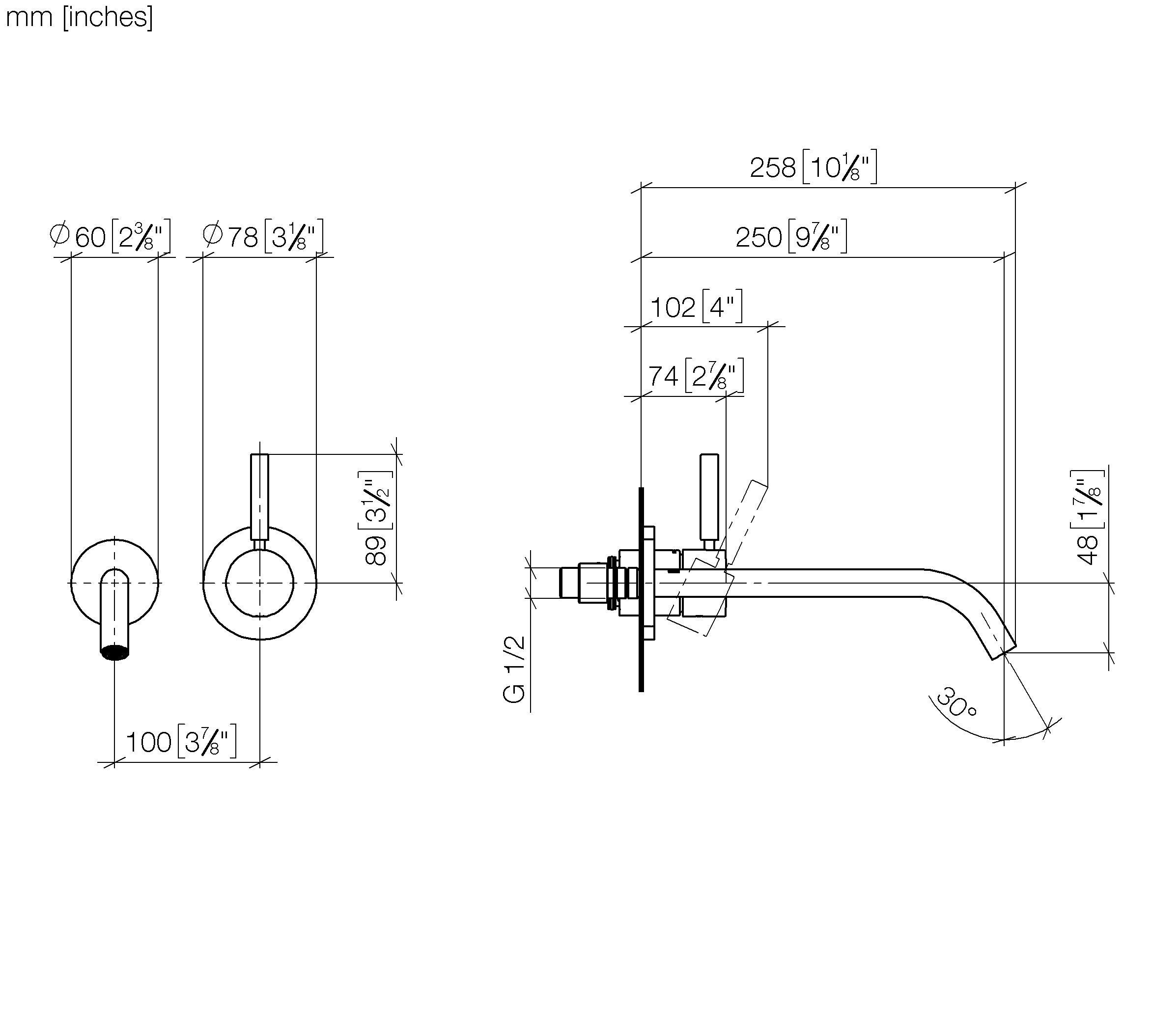 Meta Wall Mounted Single Lever Basin Mixer Without Pop Up Waste Chrome III