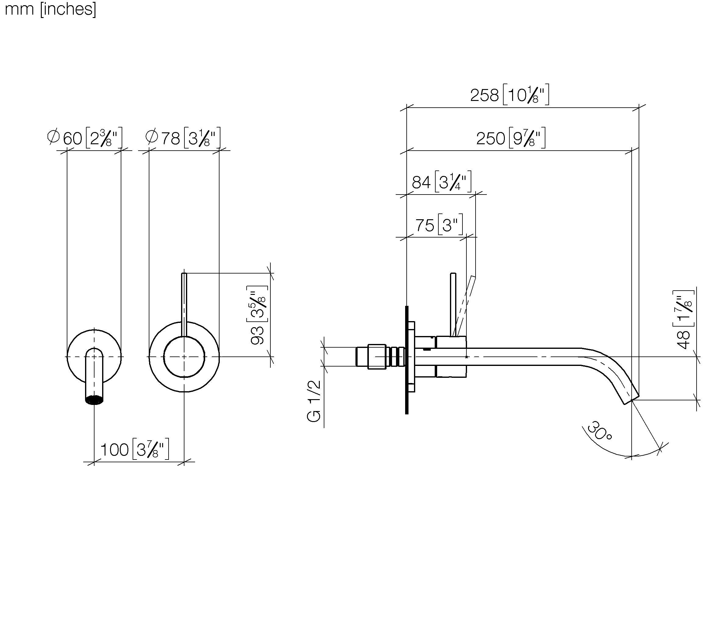 Meta Meta Slim Wall Mounted Single Lever Basin Mixer Without Pop Up Waste Chrome II
