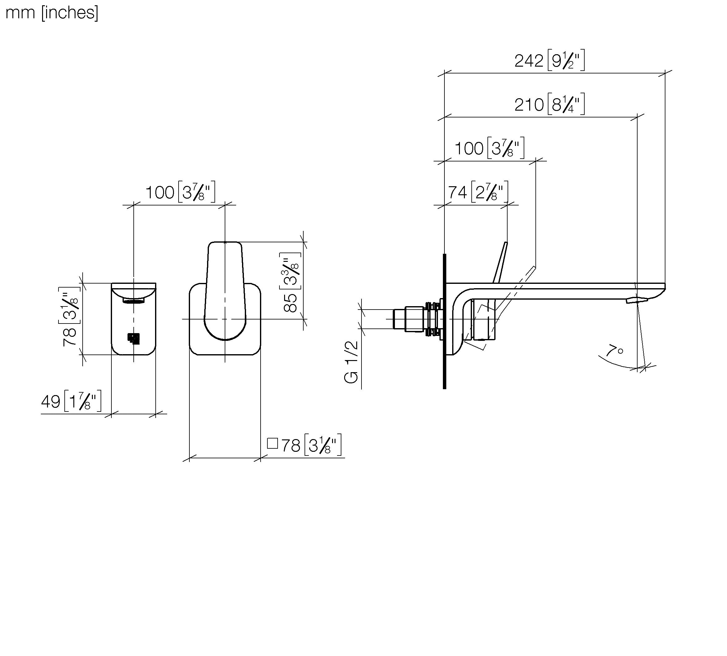 Liss Wall Mounted Single Lever Basin Mixer Without Pop Up Waste Chrome II