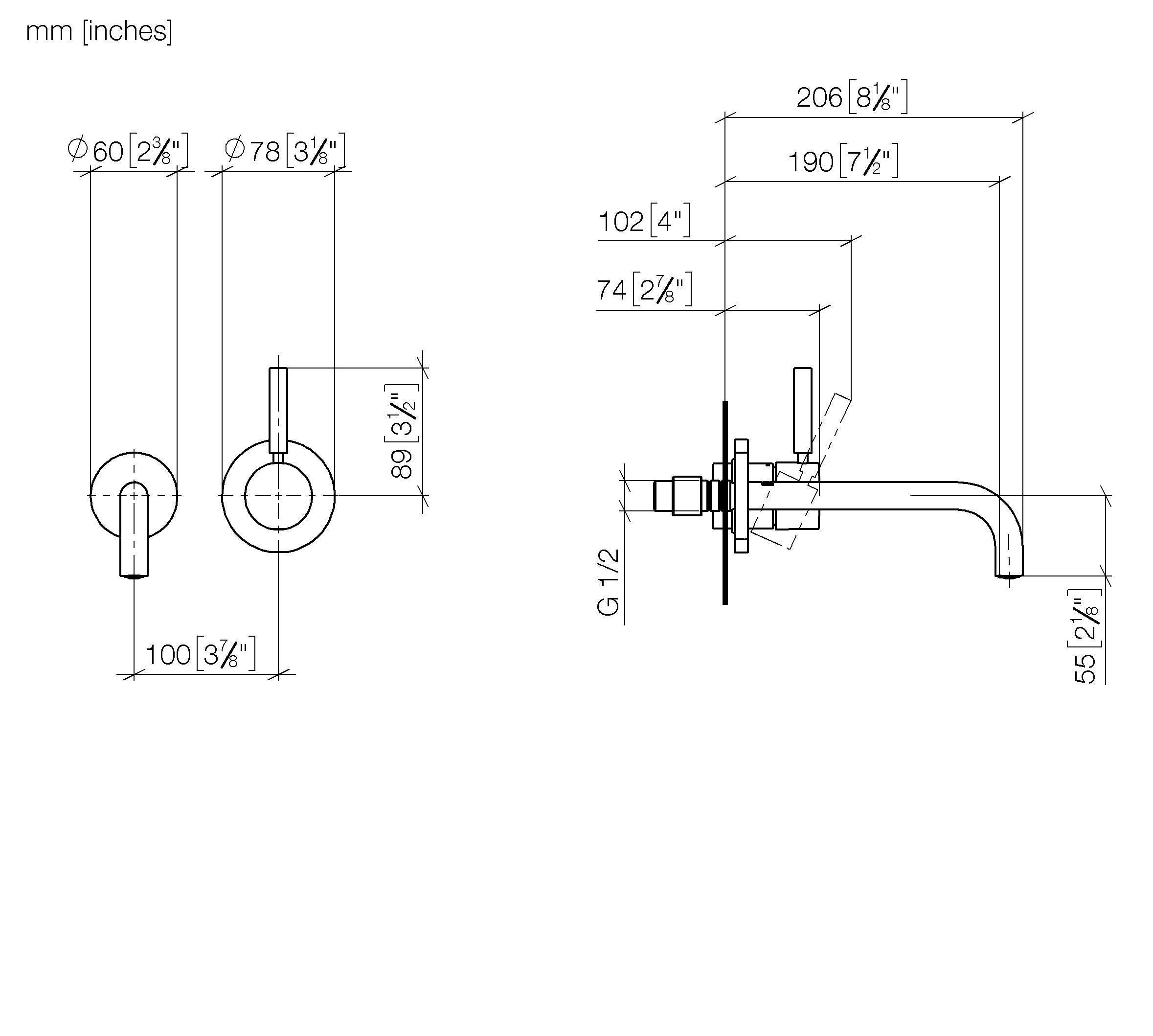 Meta Wall Mounted Single Lever Basin Mixer With Individual Rosettes Chrome