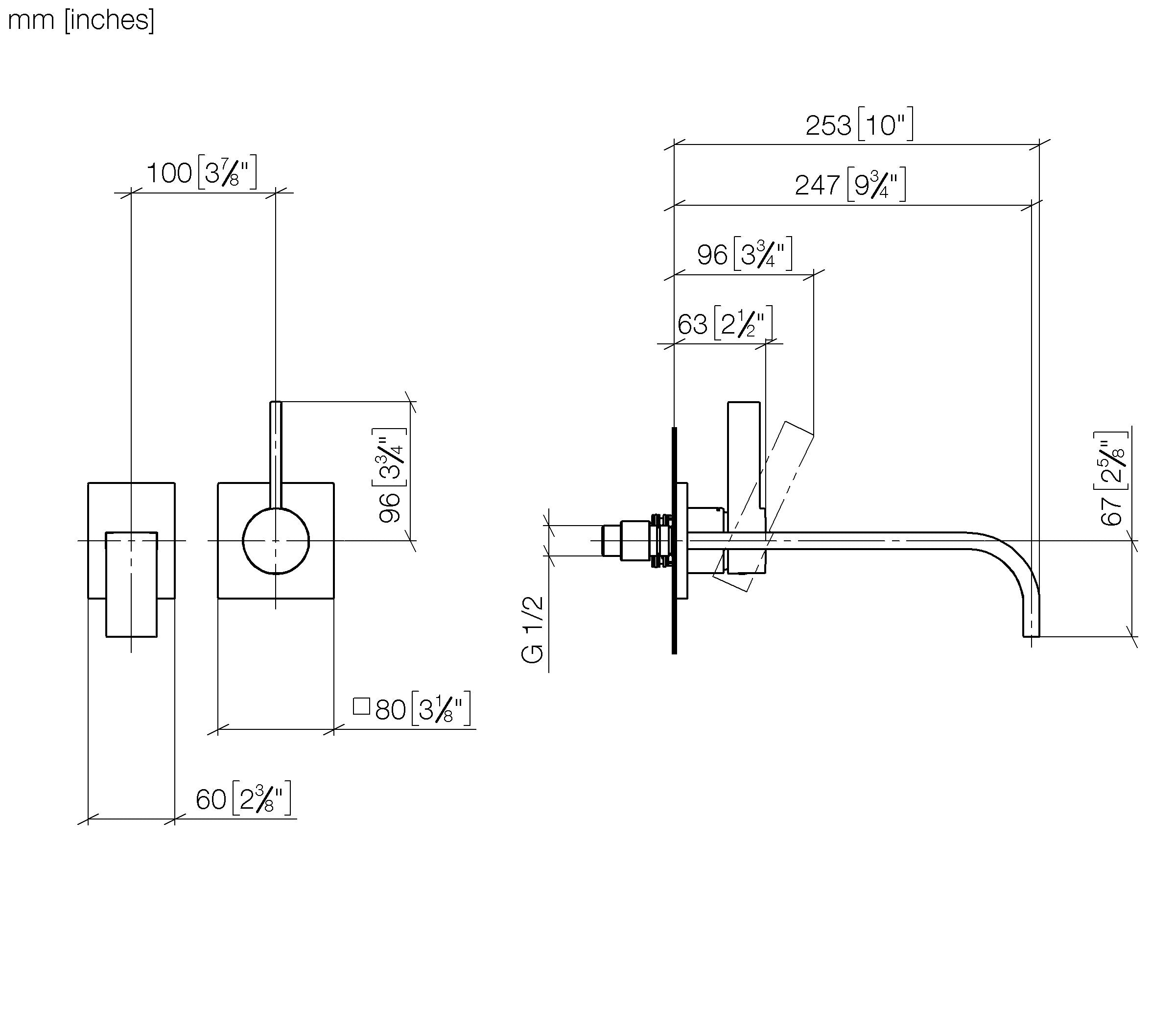 Mem Wall Mounted Single Lever Basin Mixer Without Pop Up Waste Chrome IV