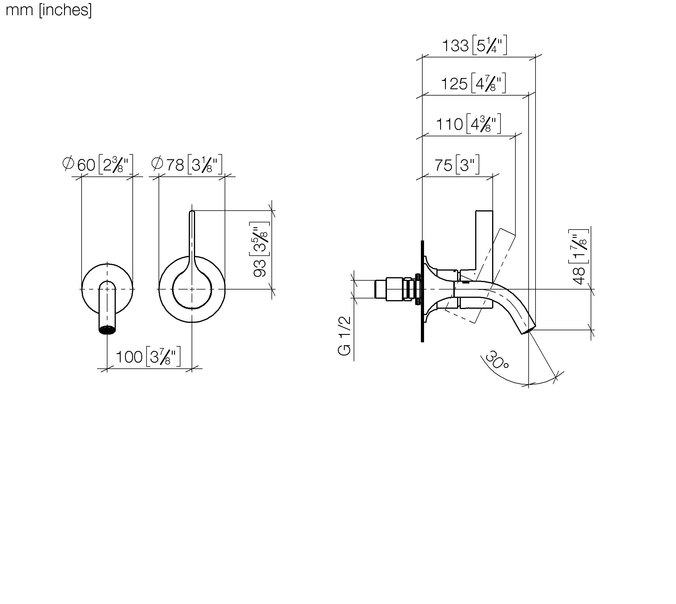 Vaia Wall Mounted Single Lever Basin Mixer Without Pop Up Waste Chrome II