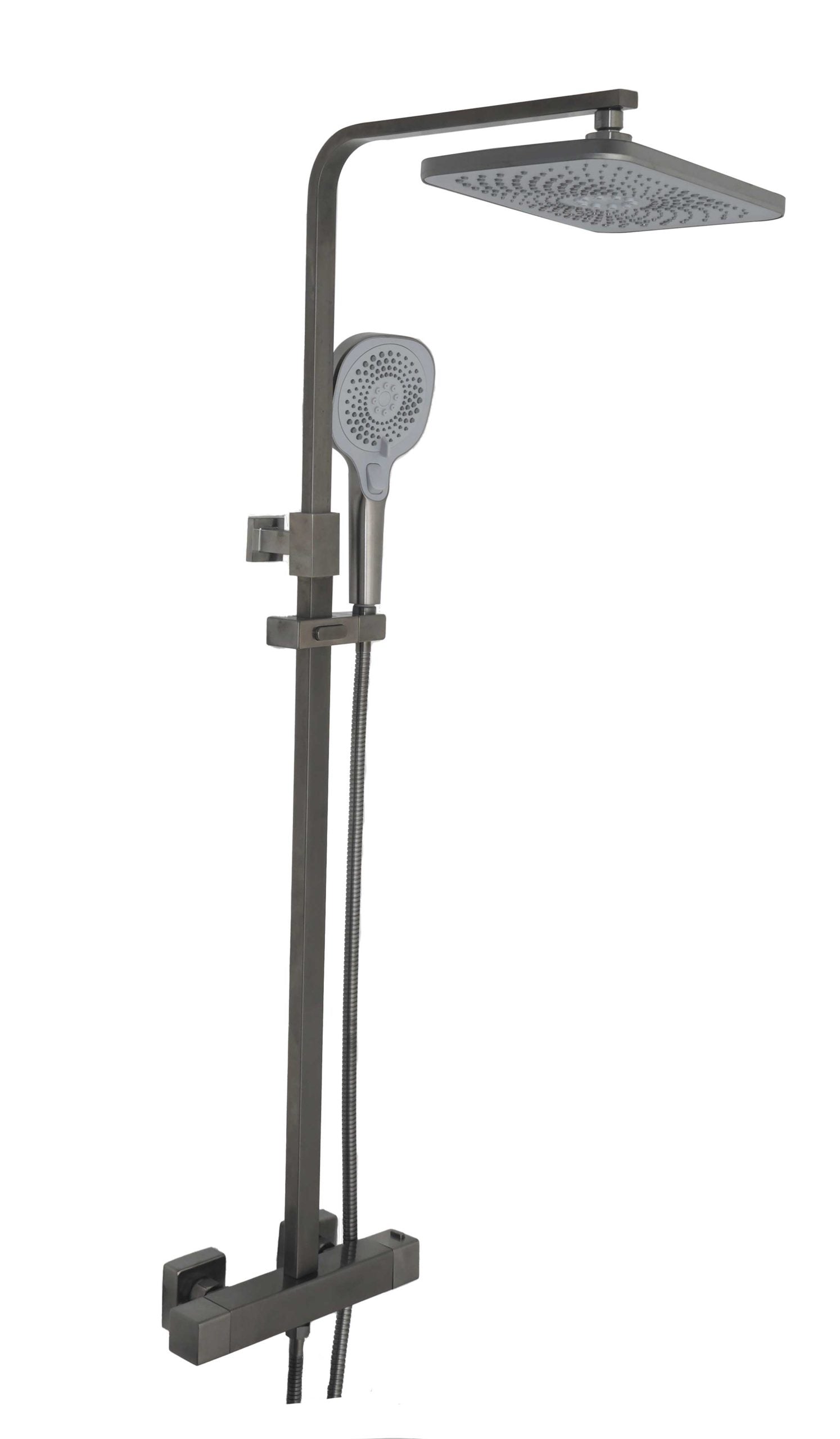 HIX THERMOSTATIC BAR VALVE WITH 2 OUTLETS,
 ADJUSTABLE RISER AND MULTIFUNCTION
 SHOWER HANDLE