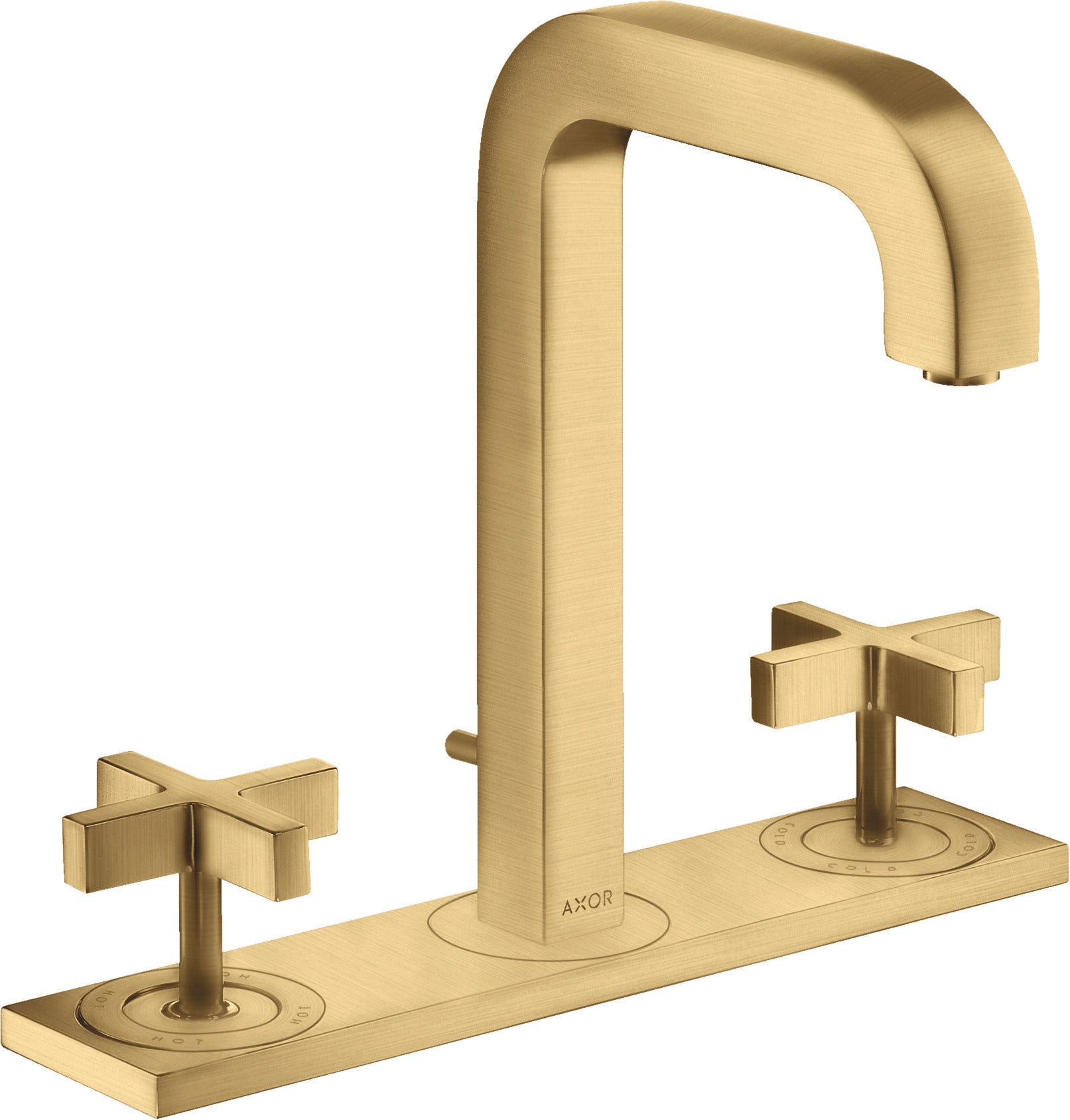 AXOR Citterio 3-hole basin mixer 170 with spout 140 mm, cross handles, plate and pop-up waste