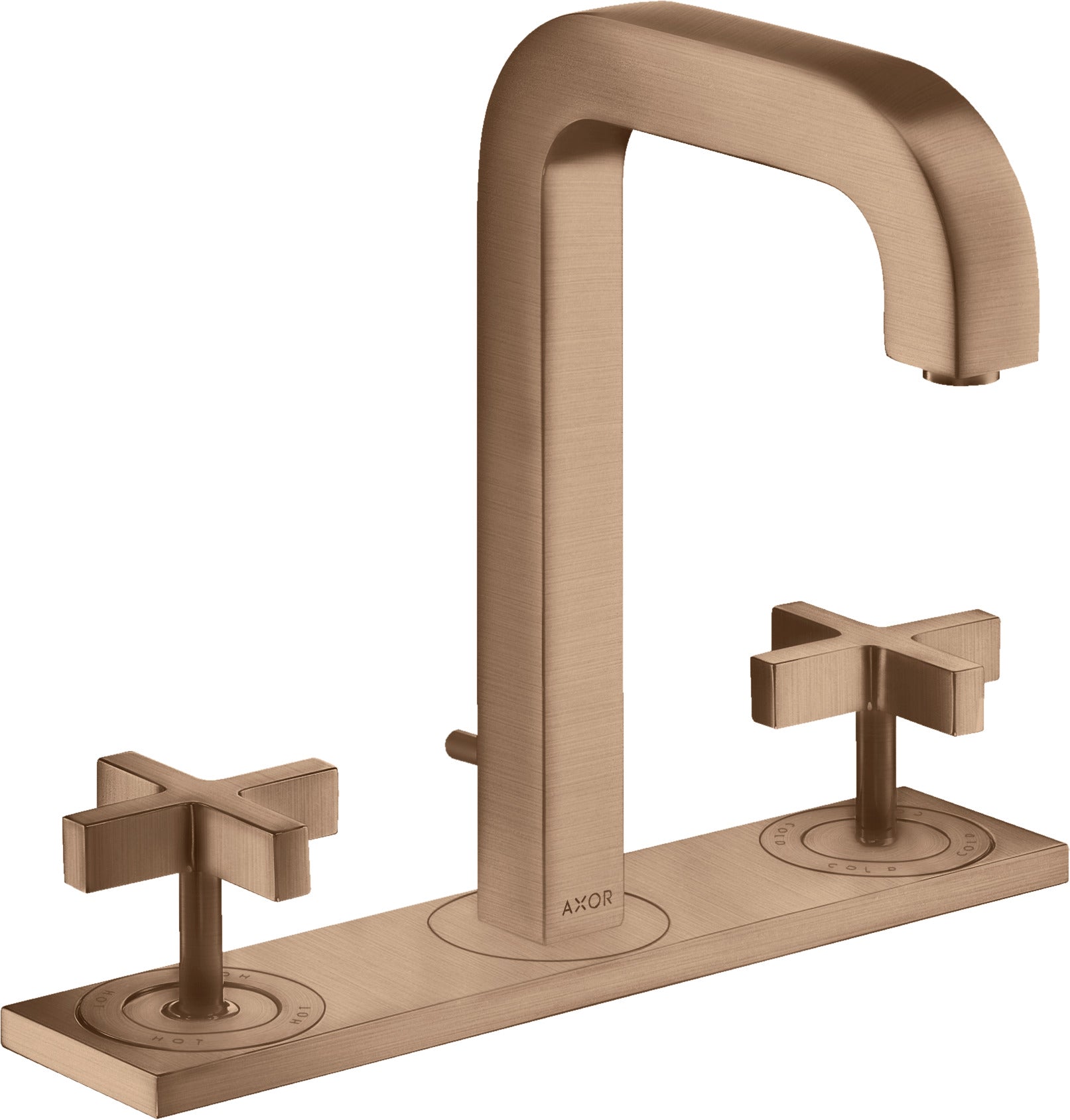AXOR Citterio 3-hole basin mixer 170 with spout 140 mm, cross handles, plate and pop-up waste
