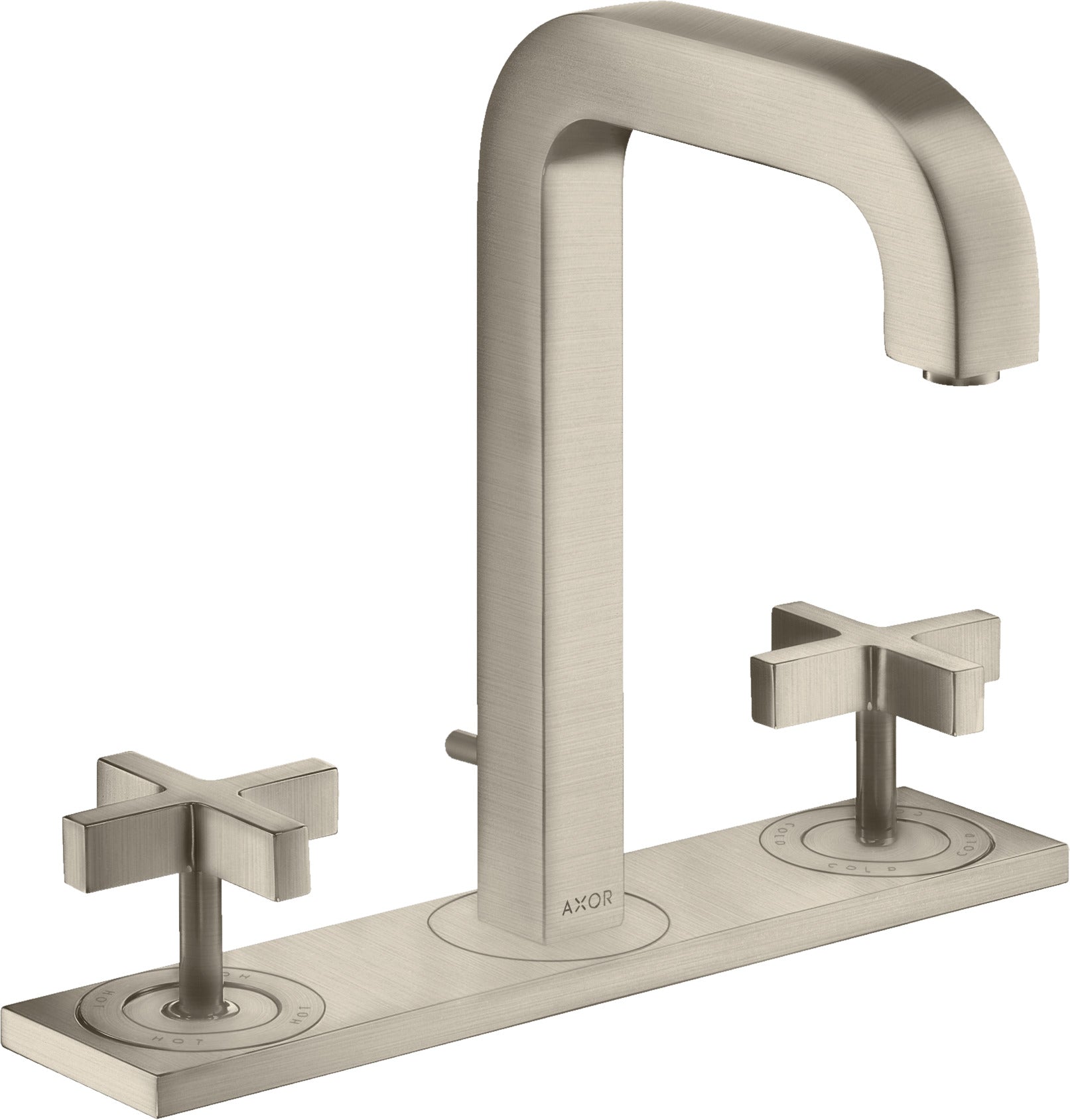 AXOR Citterio 3-hole basin mixer 170 with spout 140 mm, cross handles, plate and pop-up waste