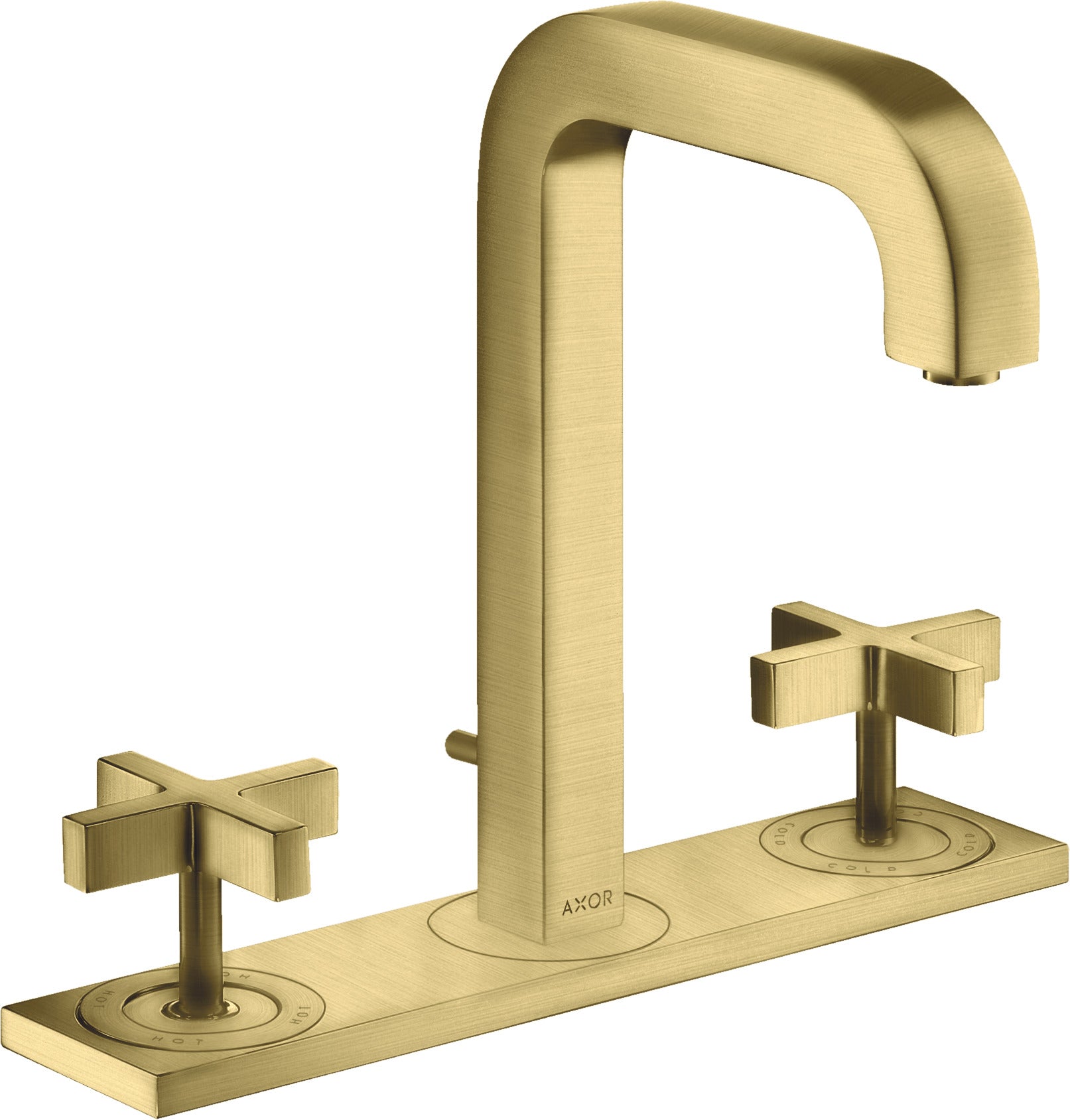 AXOR Citterio 3-hole basin mixer 170 with spout 140 mm, cross handles, plate and pop-up waste