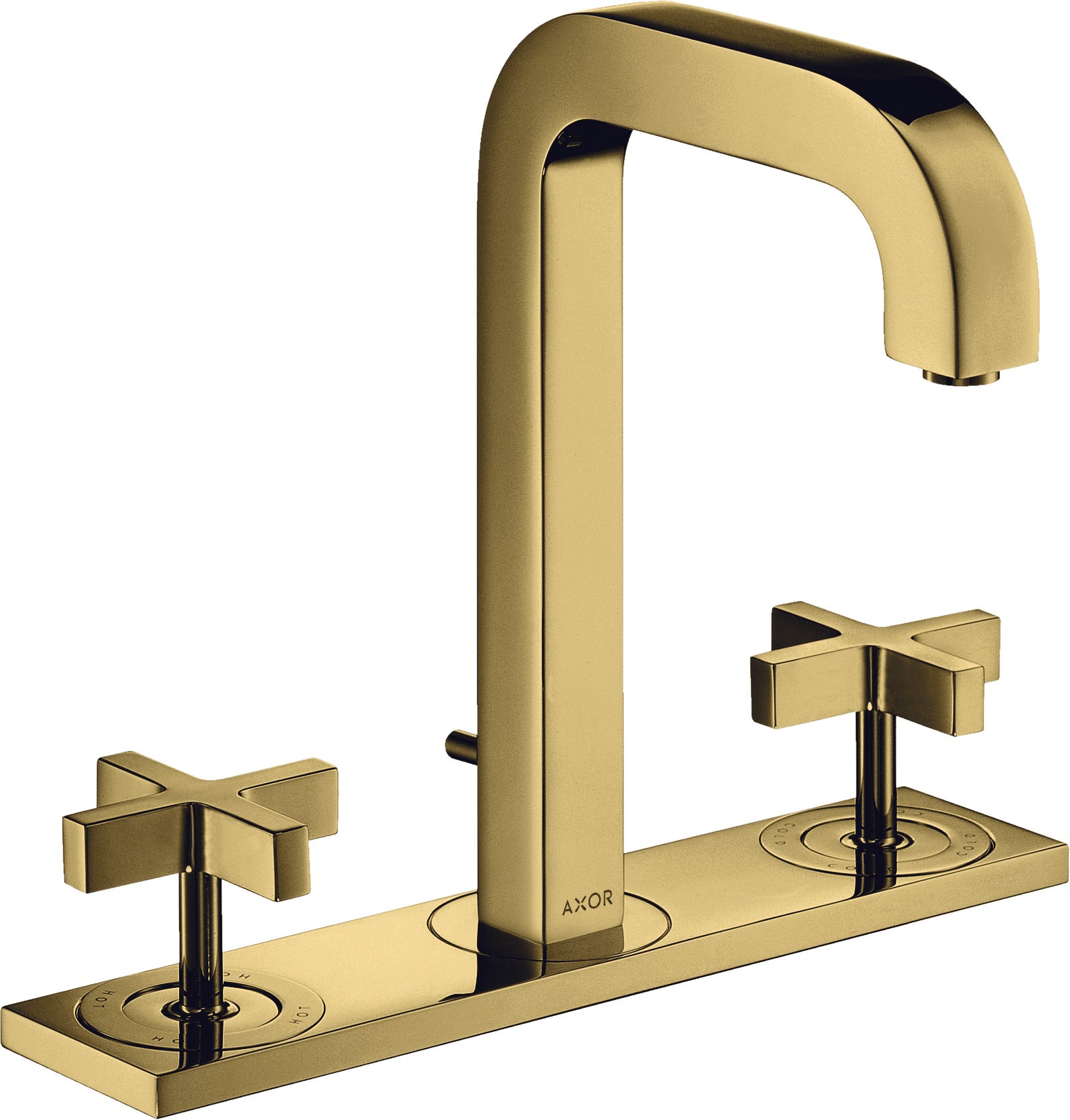 AXOR Citterio 3-hole basin mixer 170 with spout 140 mm, cross handles, plate and pop-up waste