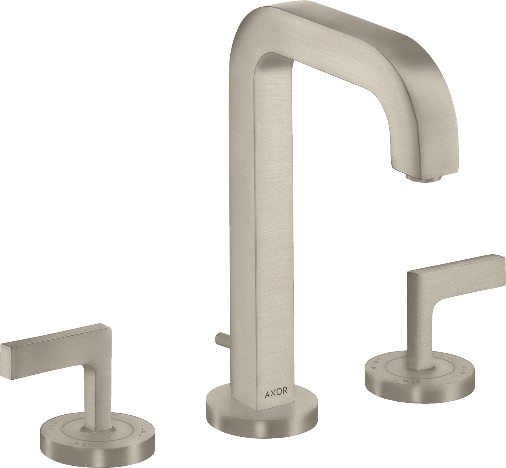 AXOR Citterio 3-hole basin mixer 170 with spout 140 mm, lever handles, escutcheons and pop-up waste