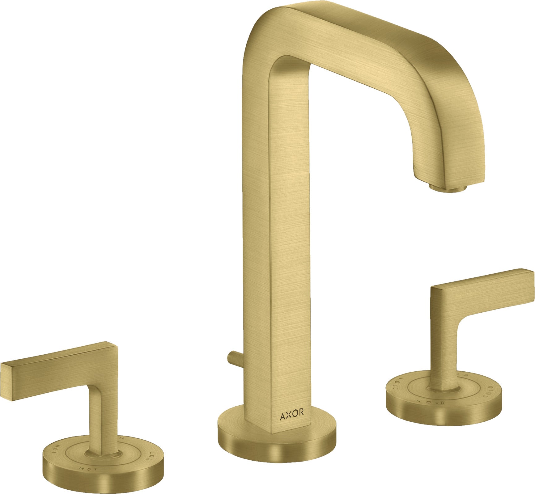 AXOR Citterio 3-hole basin mixer 170 with spout 140 mm, lever handles, escutcheons and pop-up waste