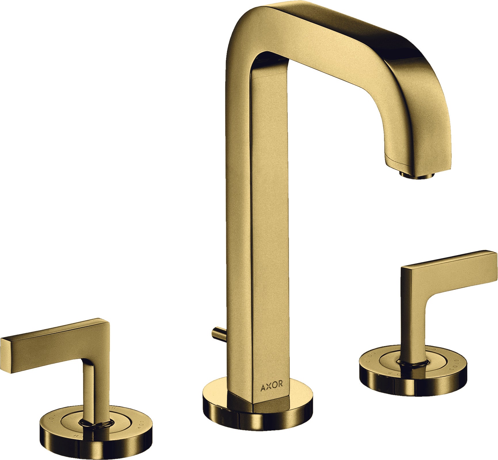 AXOR Citterio 3-hole basin mixer 170 with spout 140 mm, lever handles, escutcheons and pop-up waste