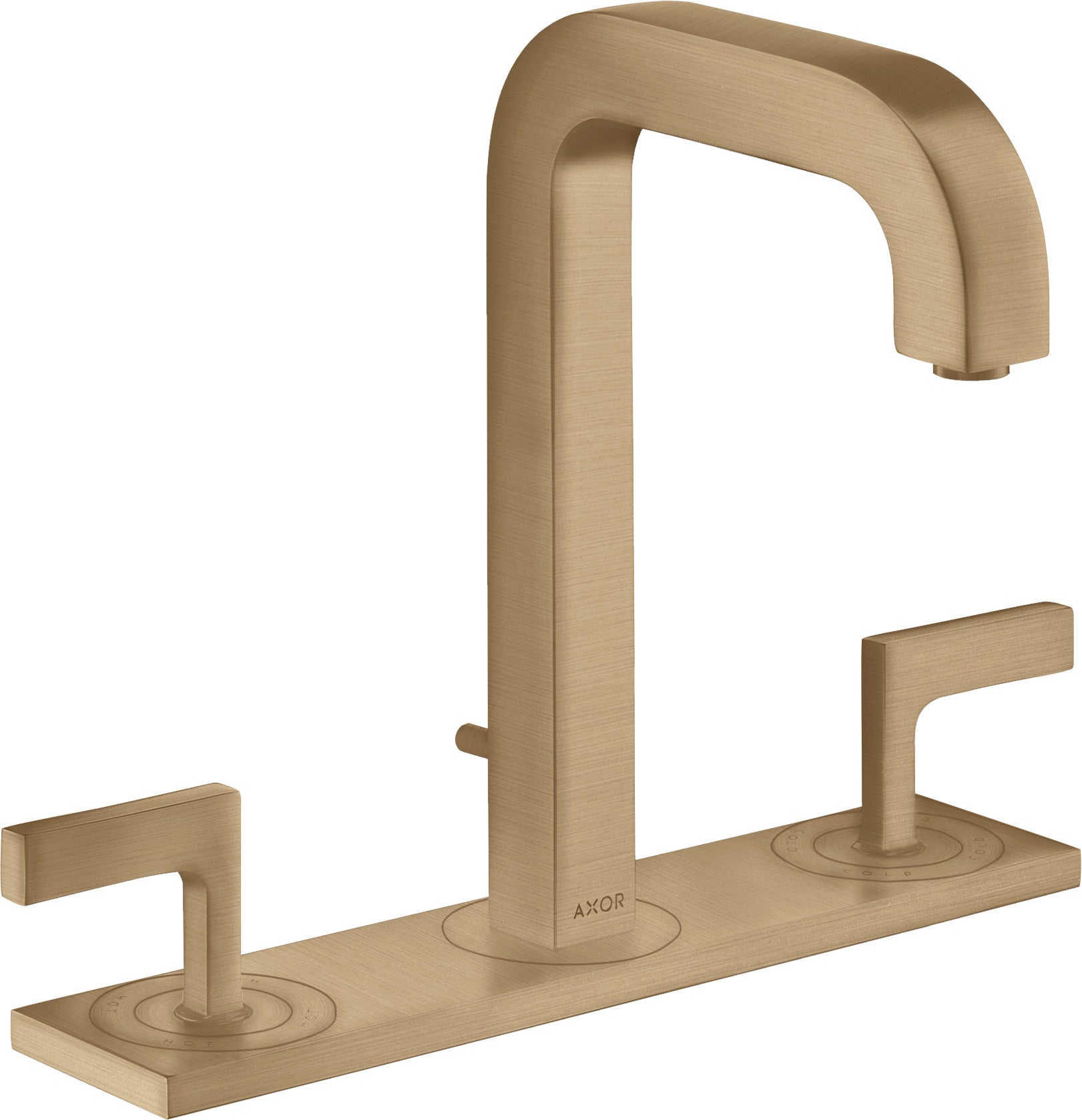 AXOR Citterio 3-hole basin mixer 170 with spout 140 mm, lever handles, plate and pop-up waste