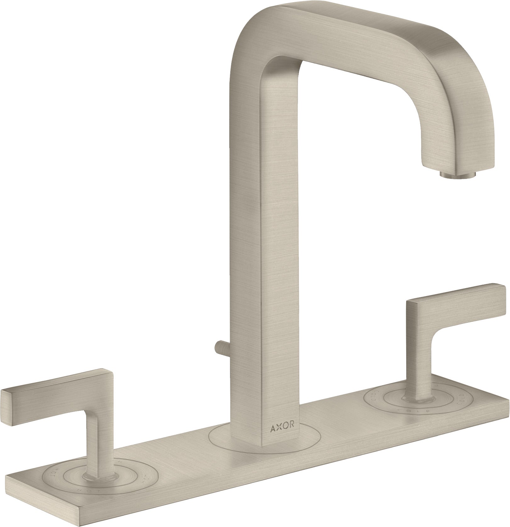AXOR Citterio 3-hole basin mixer 170 with spout 140 mm, lever handles, plate and pop-up waste