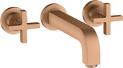 AXOR Citterio 3-hole basin mixer for concealed installation wall-mounted with spout 222 mm, cross handles and escutcheons
