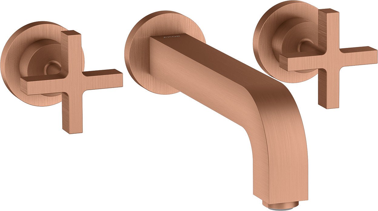 AXOR Citterio 3-hole basin mixer for concealed installation wall-mounted with spout 222 mm, cross handles and escutcheons