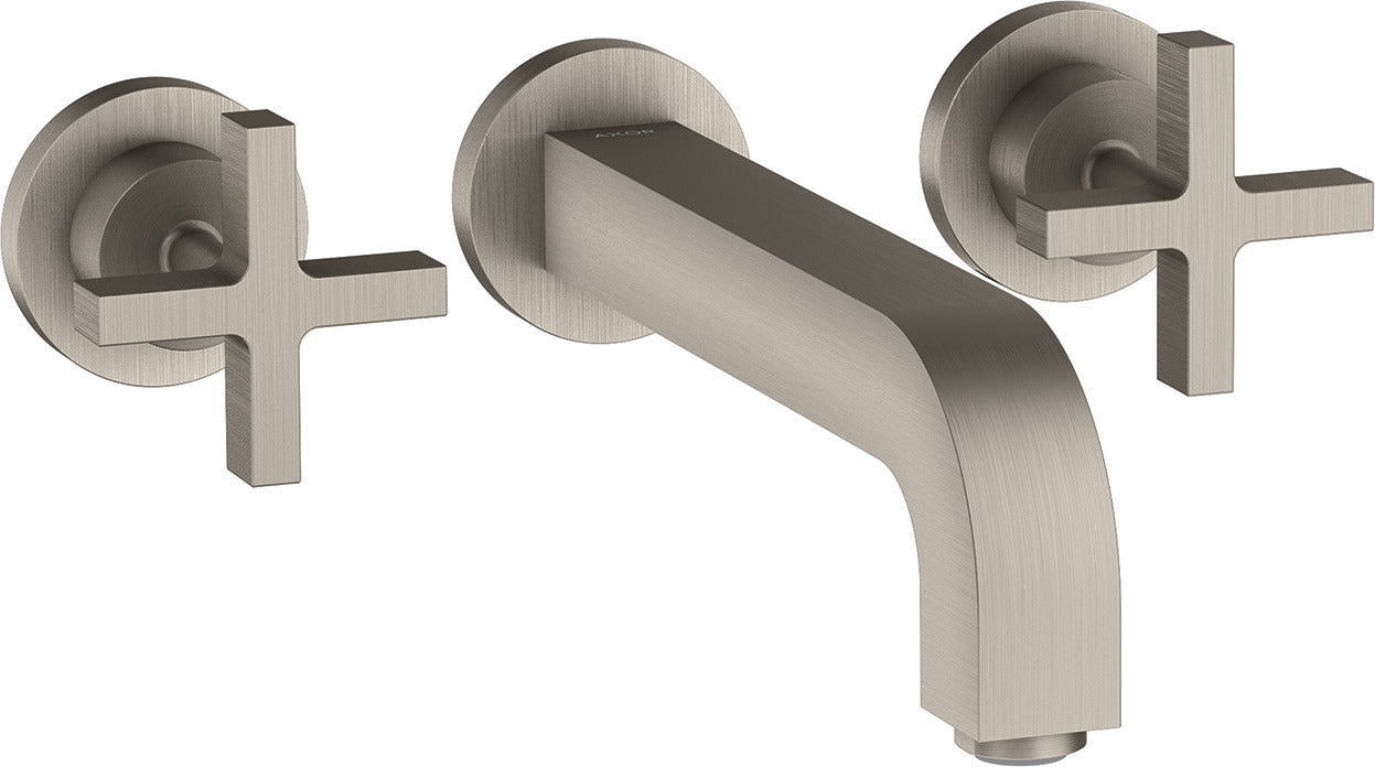 AXOR Citterio 3-hole basin mixer for concealed installation wall-mounted with spout 222 mm, cross handles and escutcheons