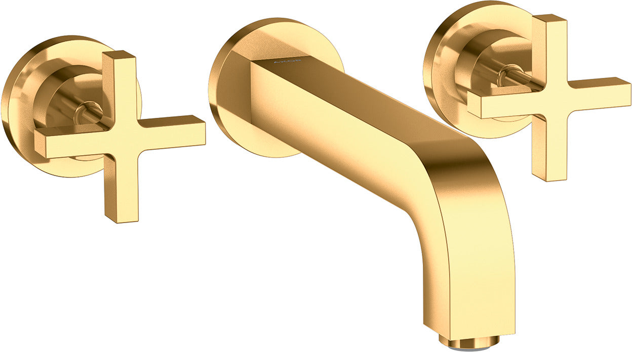 AXOR Citterio 3-hole basin mixer for concealed installation wall-mounted with spout 222 mm, cross handles and escutcheons