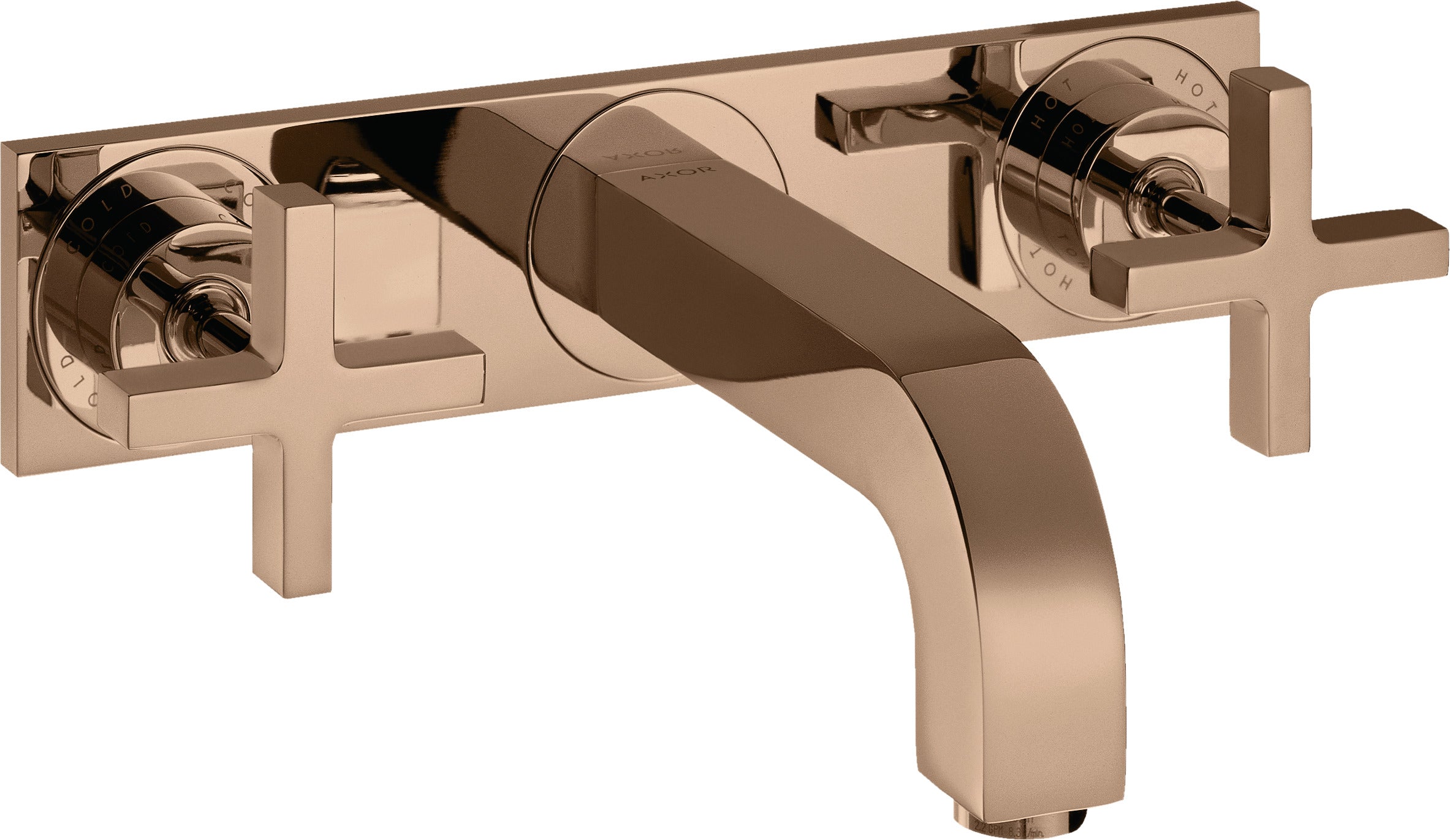 AXOR Citterio 3-hole basin mixer for concealed installation wall-mounted with spout 226 mm, cross handles and plate
