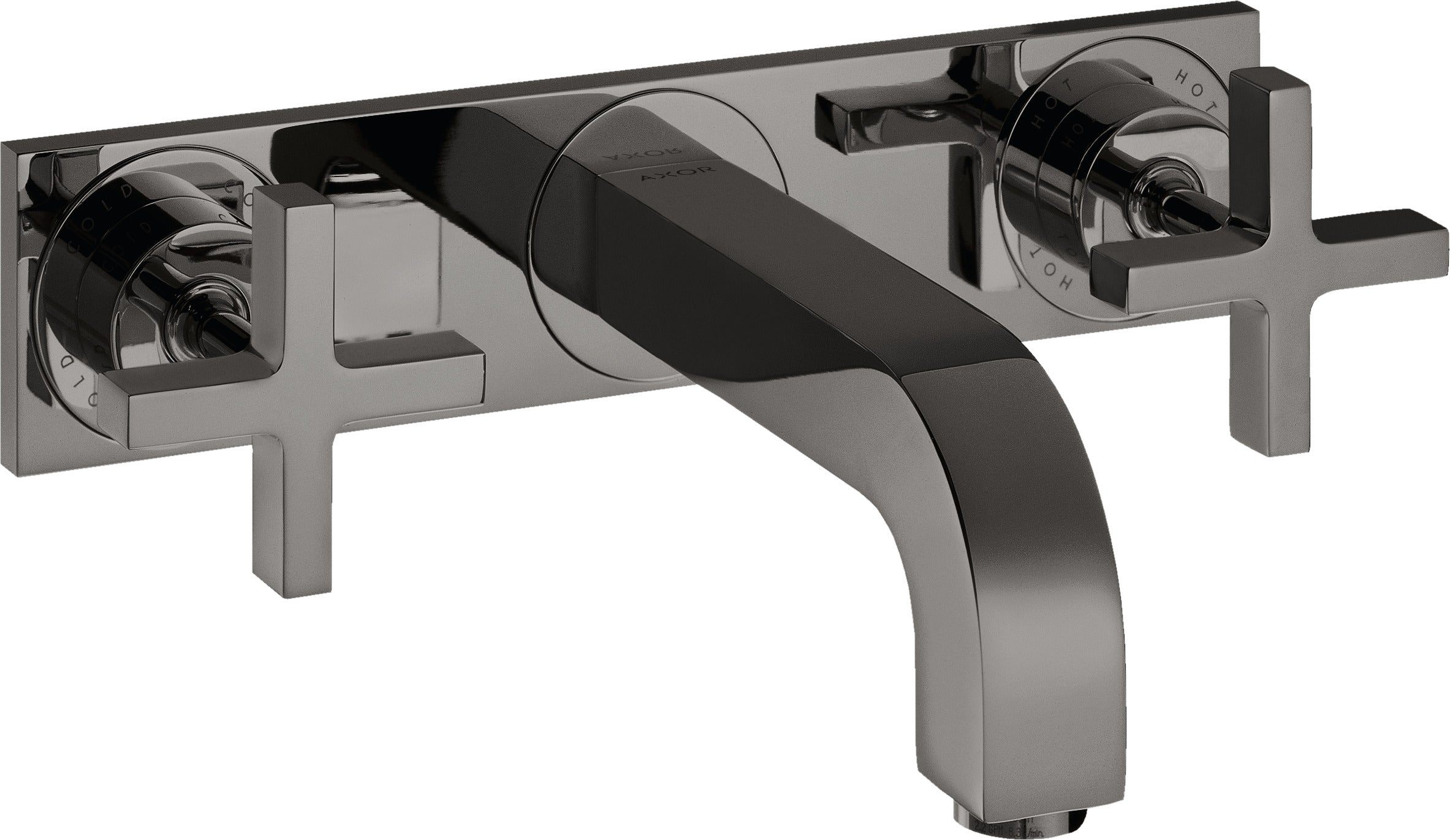 AXOR Citterio 3-hole basin mixer for concealed installation wall-mounted with spout 226 mm, cross handles and plate