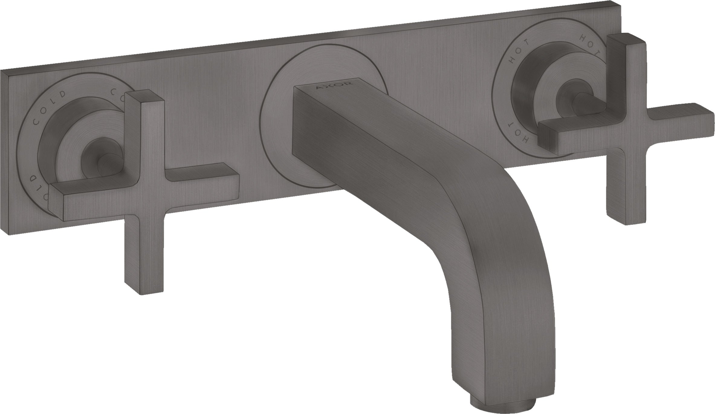 AXOR Citterio 3-hole basin mixer for concealed installation wall-mounted with spout 226 mm, cross handles and plate