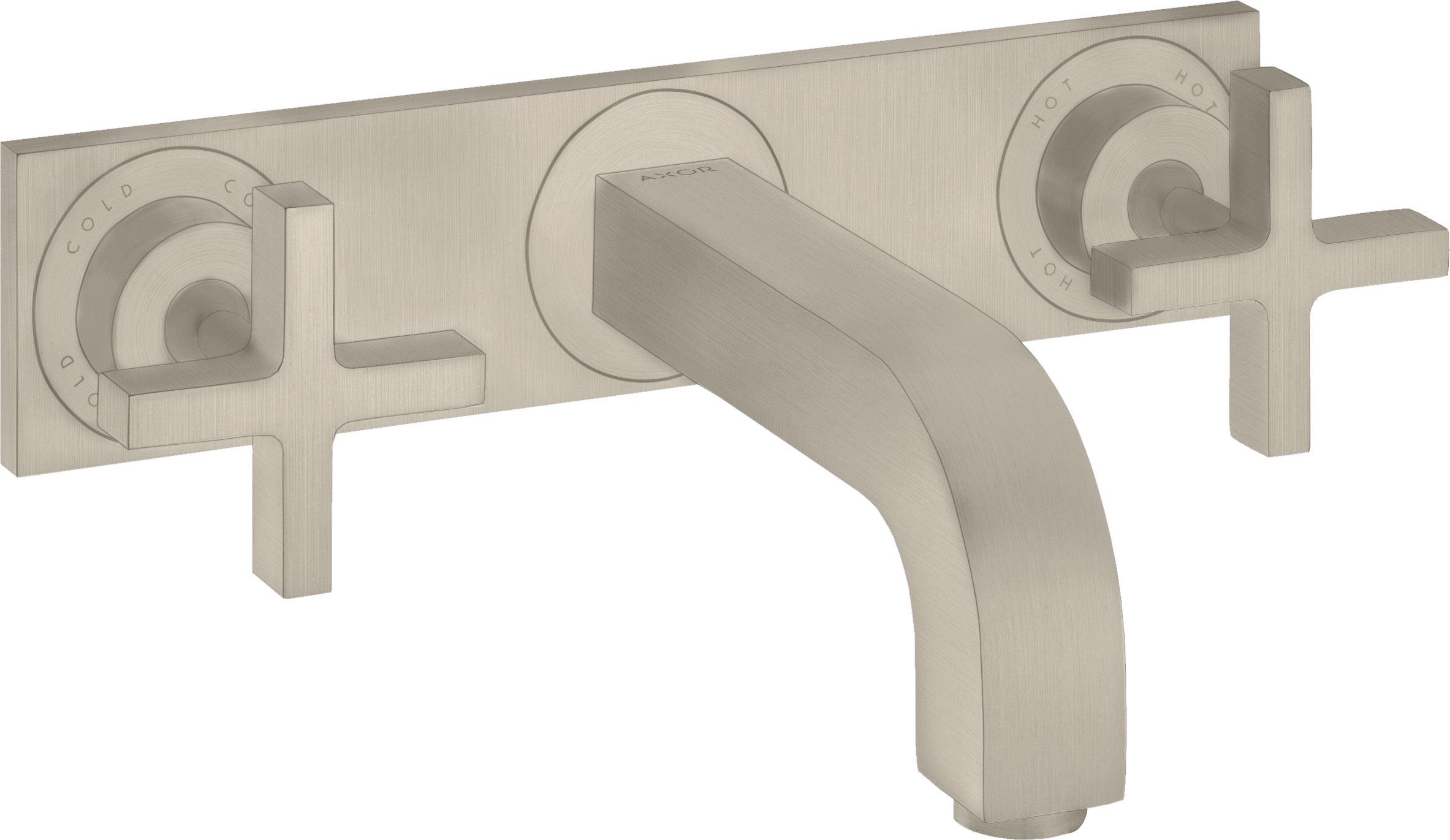 AXOR Citterio 3-hole basin mixer for concealed installation wall-mounted with spout 226 mm, cross handles and plate