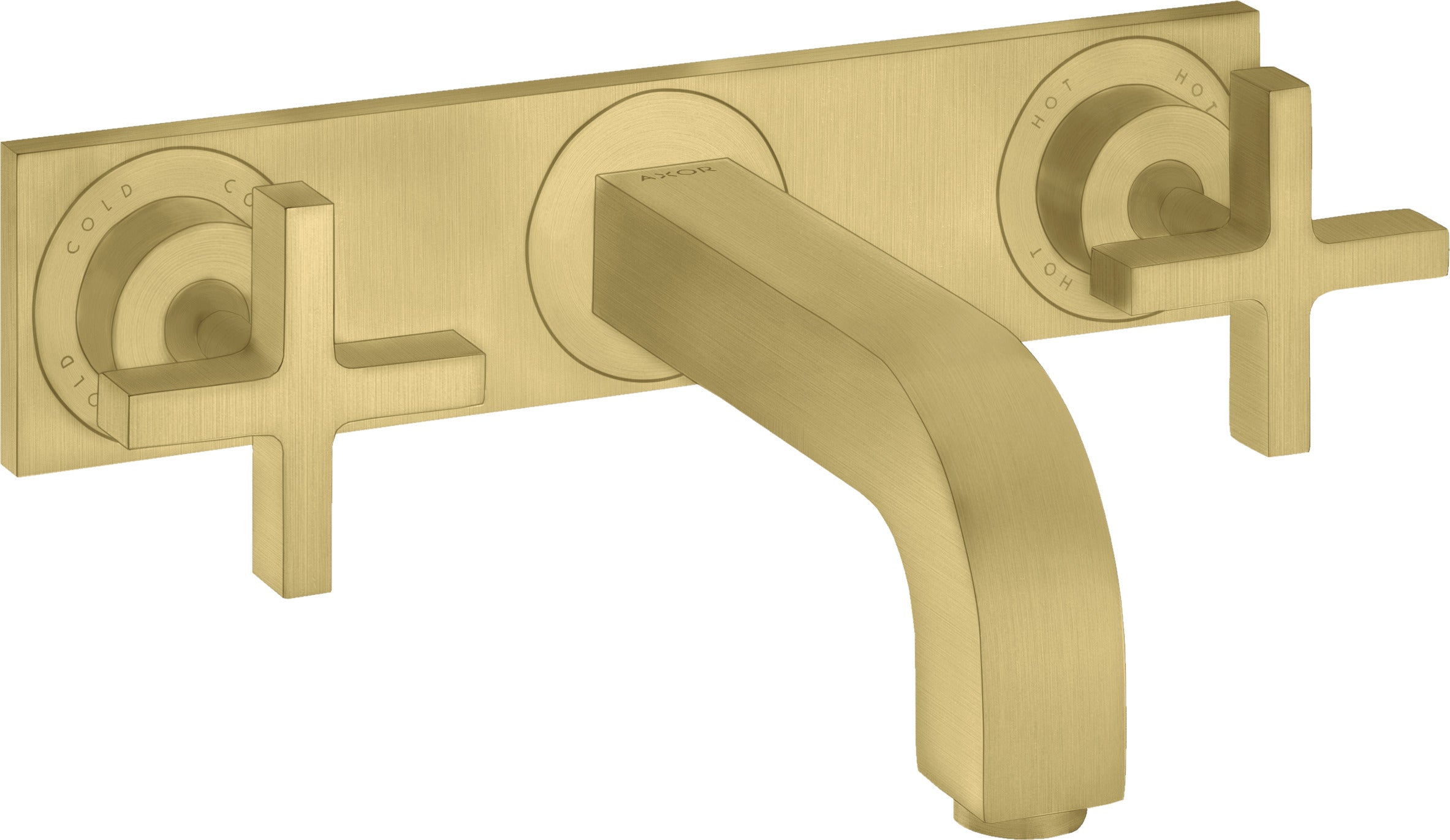AXOR Citterio 3-hole basin mixer for concealed installation wall-mounted with spout 226 mm, cross handles and plate
