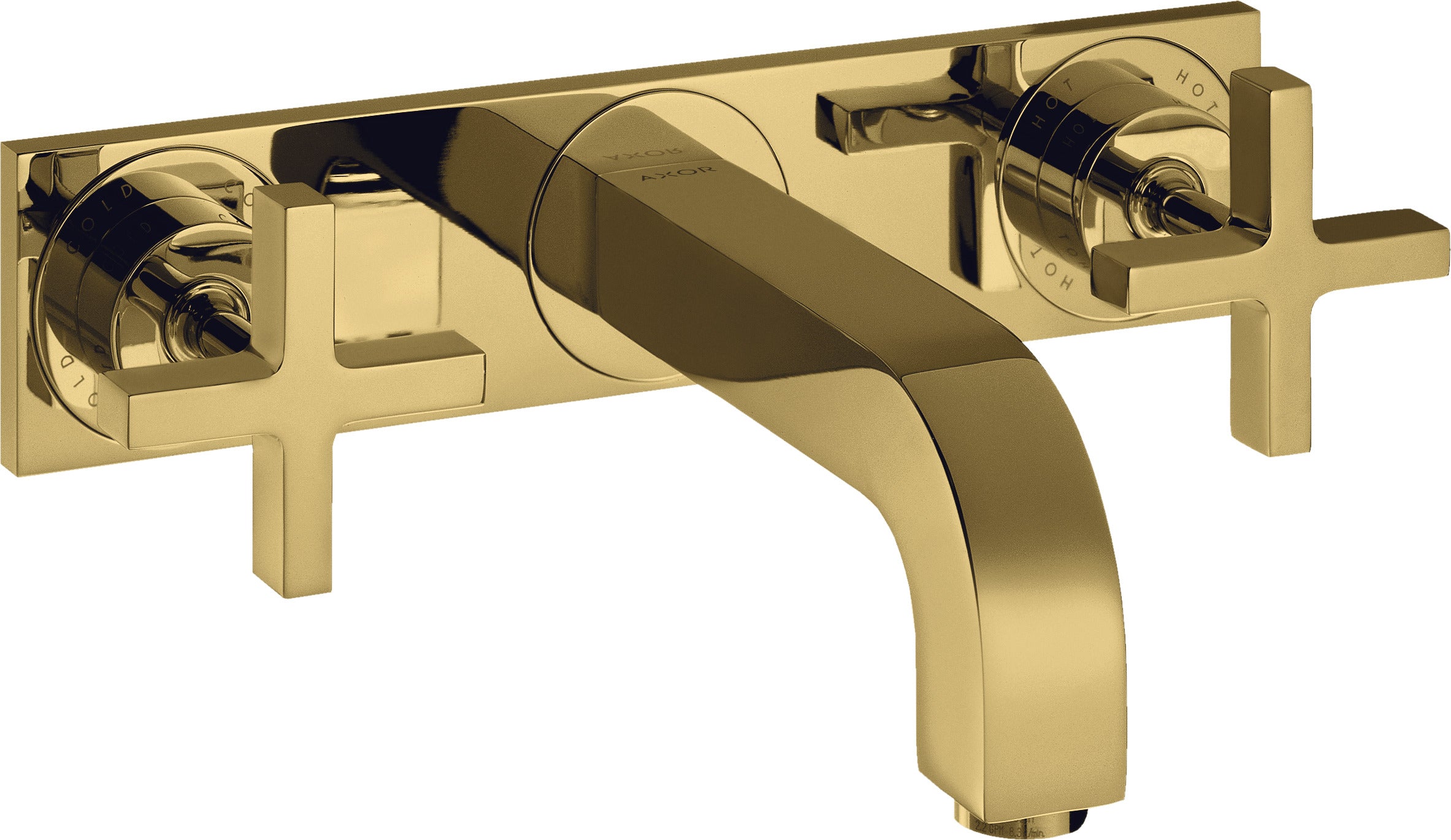 AXOR Citterio 3-hole basin mixer for concealed installation wall-mounted with spout 226 mm, cross handles and plate