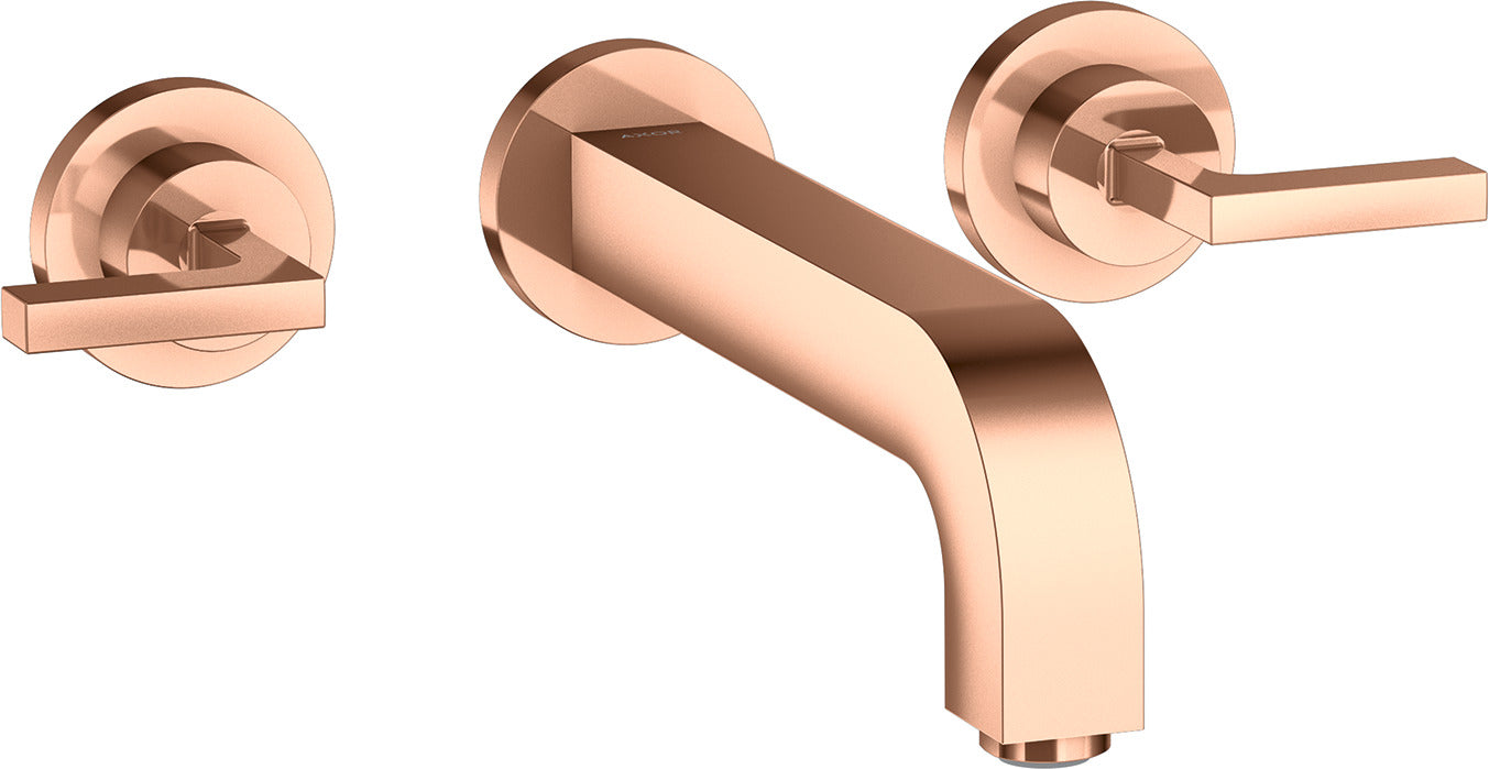 AXOR Citterio 3-hole basin mixer for concealed installation wall-mounted with spout 222 mm, lever handles and escutcheons