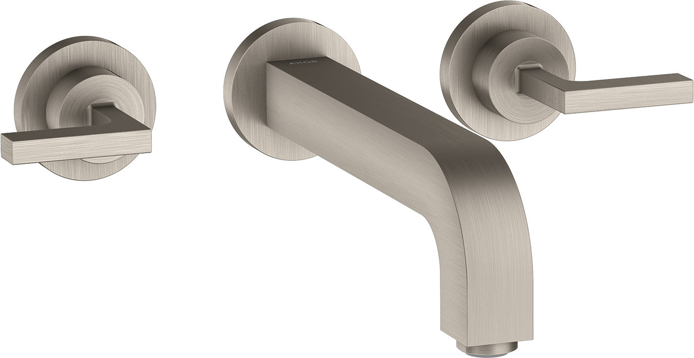 AXOR Citterio 3-hole basin mixer for concealed installation wall-mounted with spout 222 mm, lever handles and escutcheons