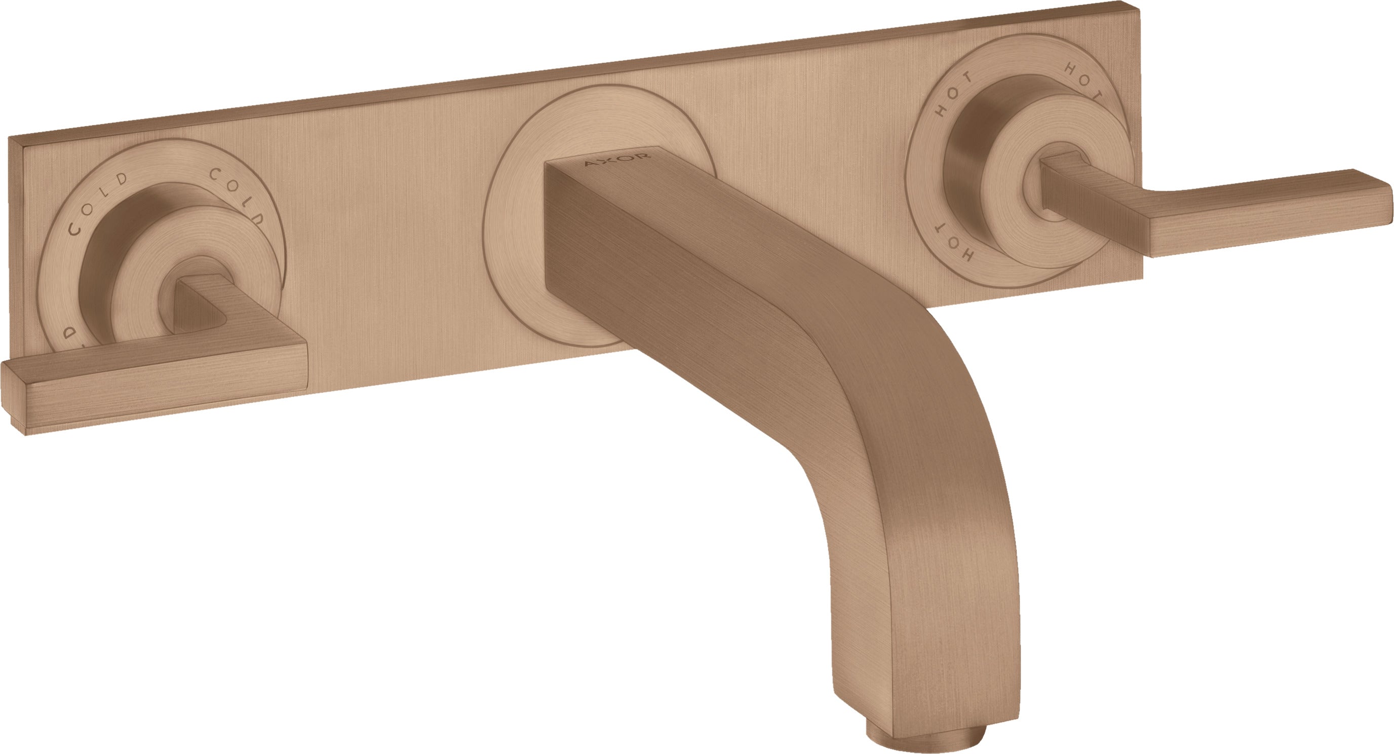 AXOR Citterio 3-hole basin mixer for concealed installation wall-mounted with spout 226 mm, lever handles and plate