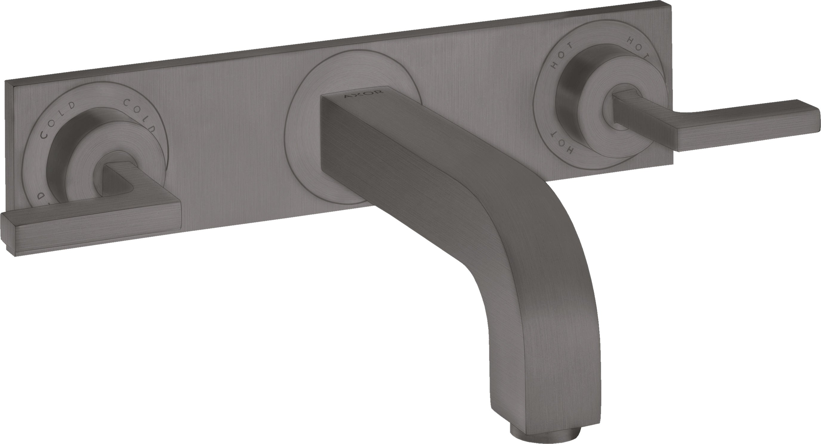 AXOR Citterio 3-hole basin mixer for concealed installation wall-mounted with spout 226 mm, lever handles and plate