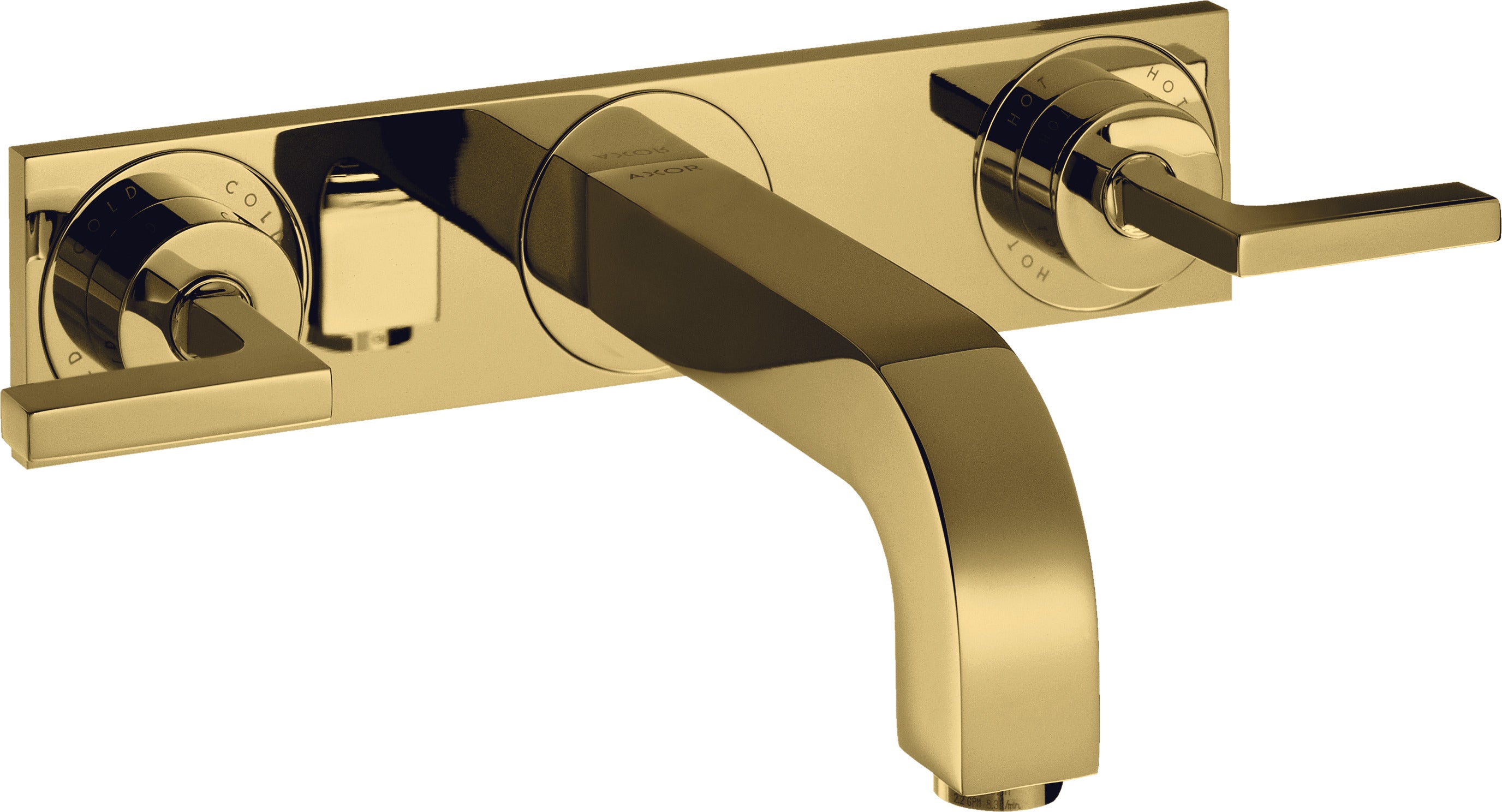 AXOR Citterio 3-hole basin mixer for concealed installation wall-mounted with spout 226 mm, lever handles and plate