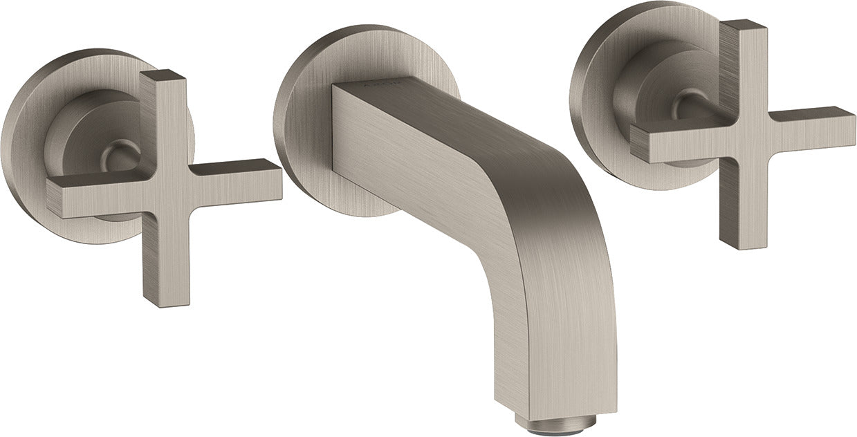 AXOR Citterio 3-hole basin mixer for concealed installation wall-mounted with spout 162 mm, cross handles and escutcheons