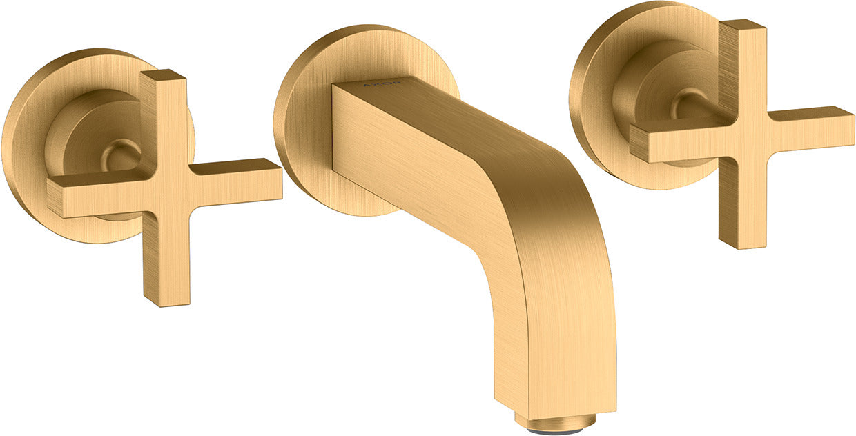 AXOR Citterio 3-hole basin mixer for concealed installation wall-mounted with spout 162 mm, cross handles and escutcheons