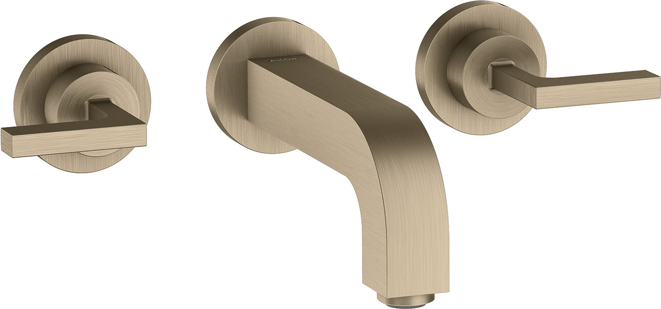 AXOR Citterio 3-hole basin mixer for concealed installation wall-mounted with spout 162 mm, lever handles and escutcheons
