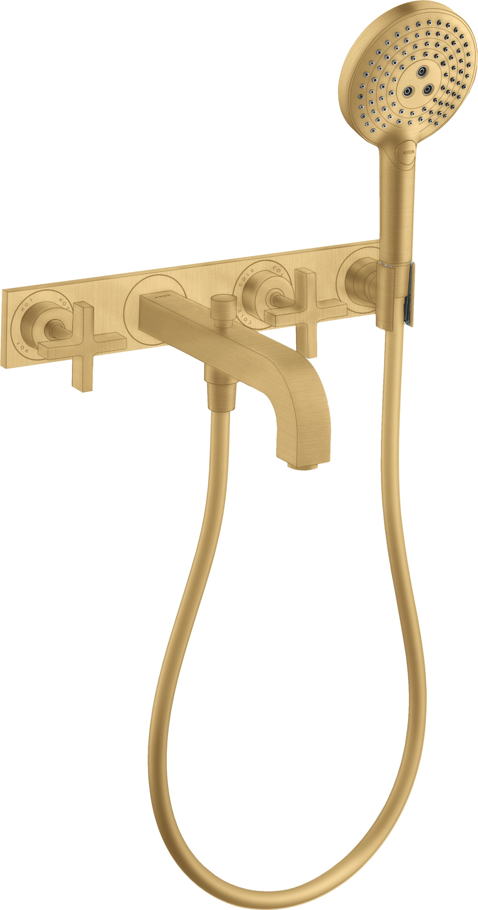 AXOR Citterio 3-hole bath mixer for concealed installation wall-mounted with cross handles and plate