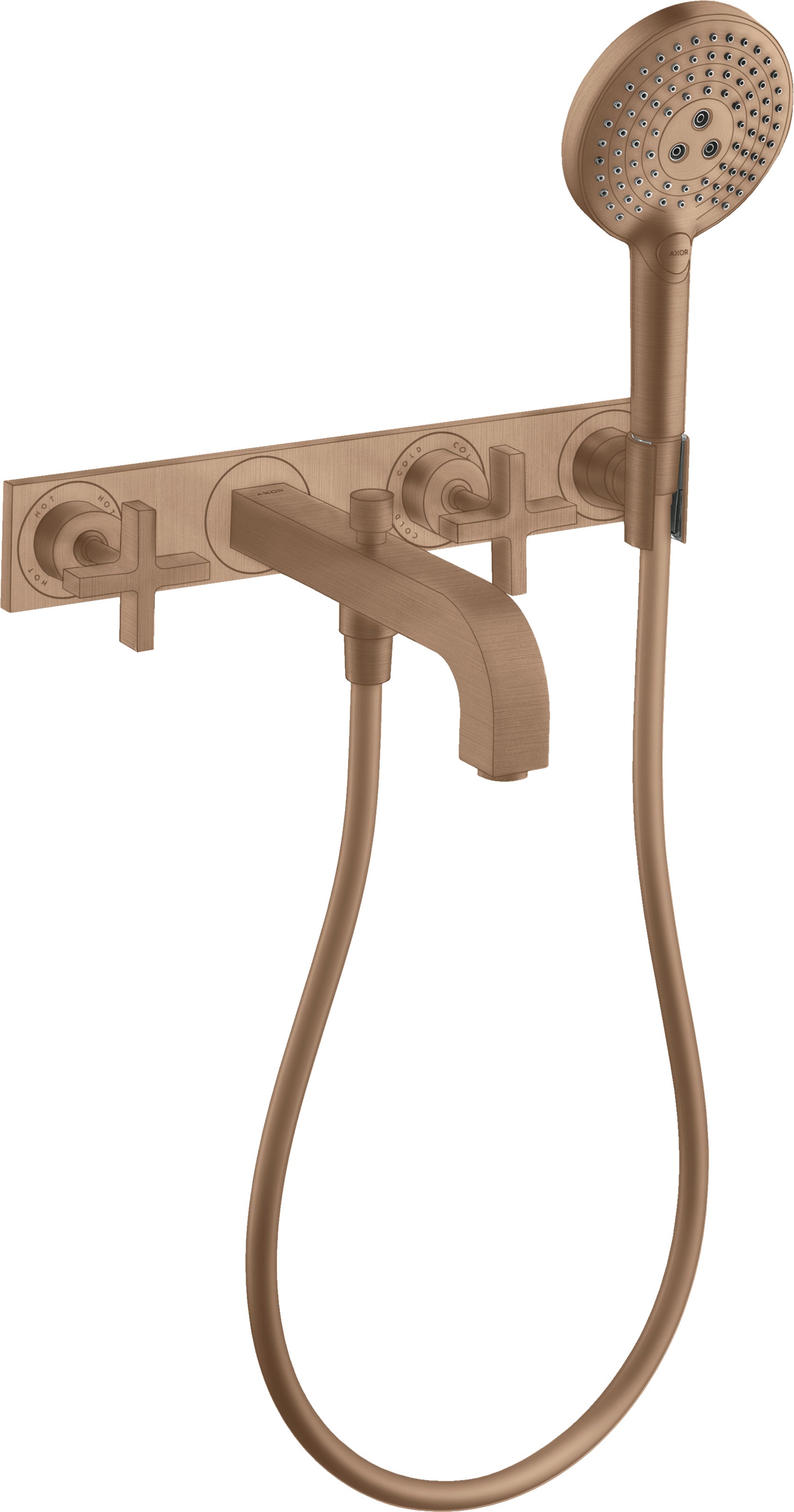 AXOR Citterio 3-hole bath mixer for concealed installation wall-mounted with cross handles and plate