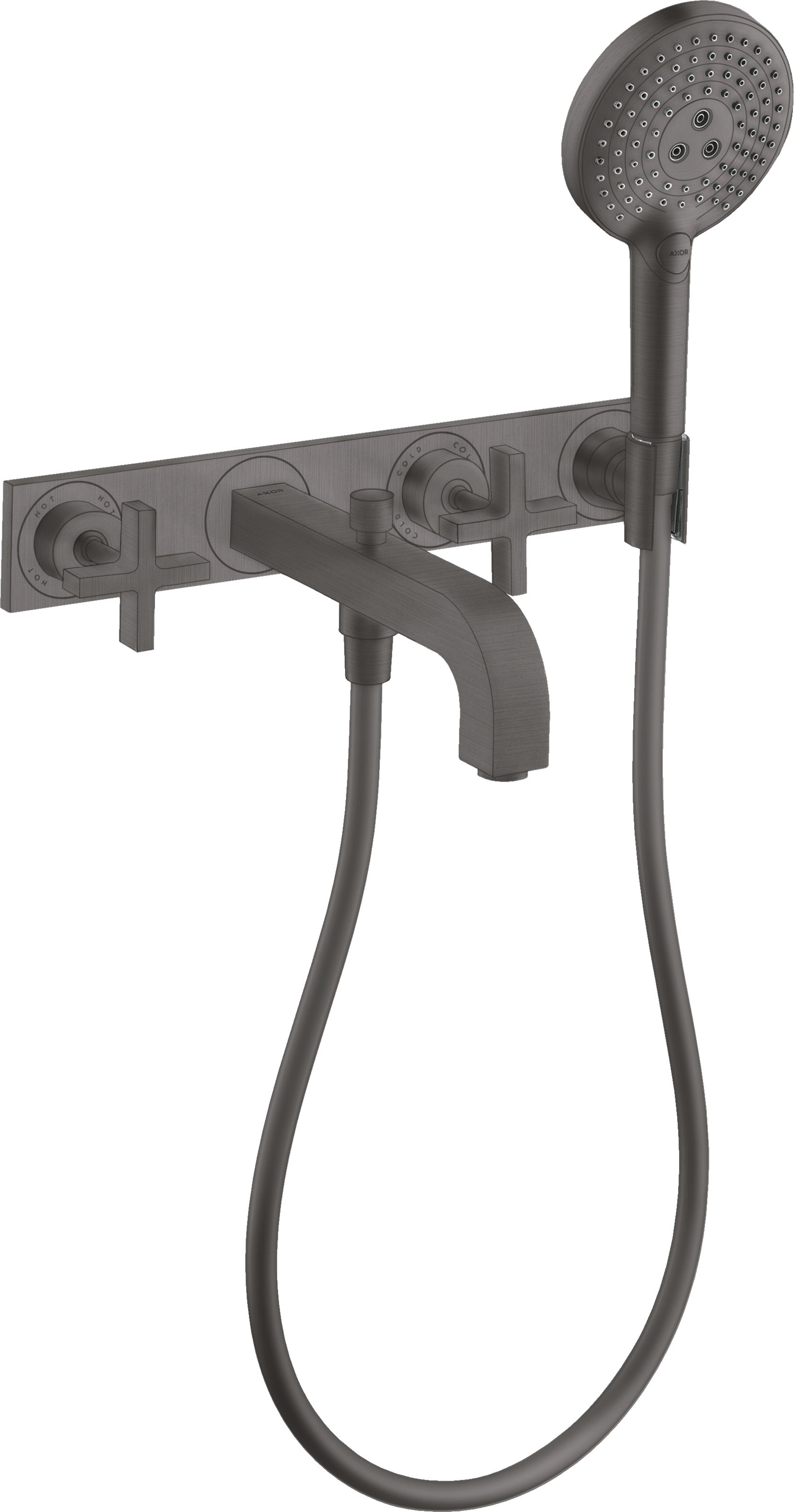AXOR Citterio 3-hole bath mixer for concealed installation wall-mounted with cross handles and plate