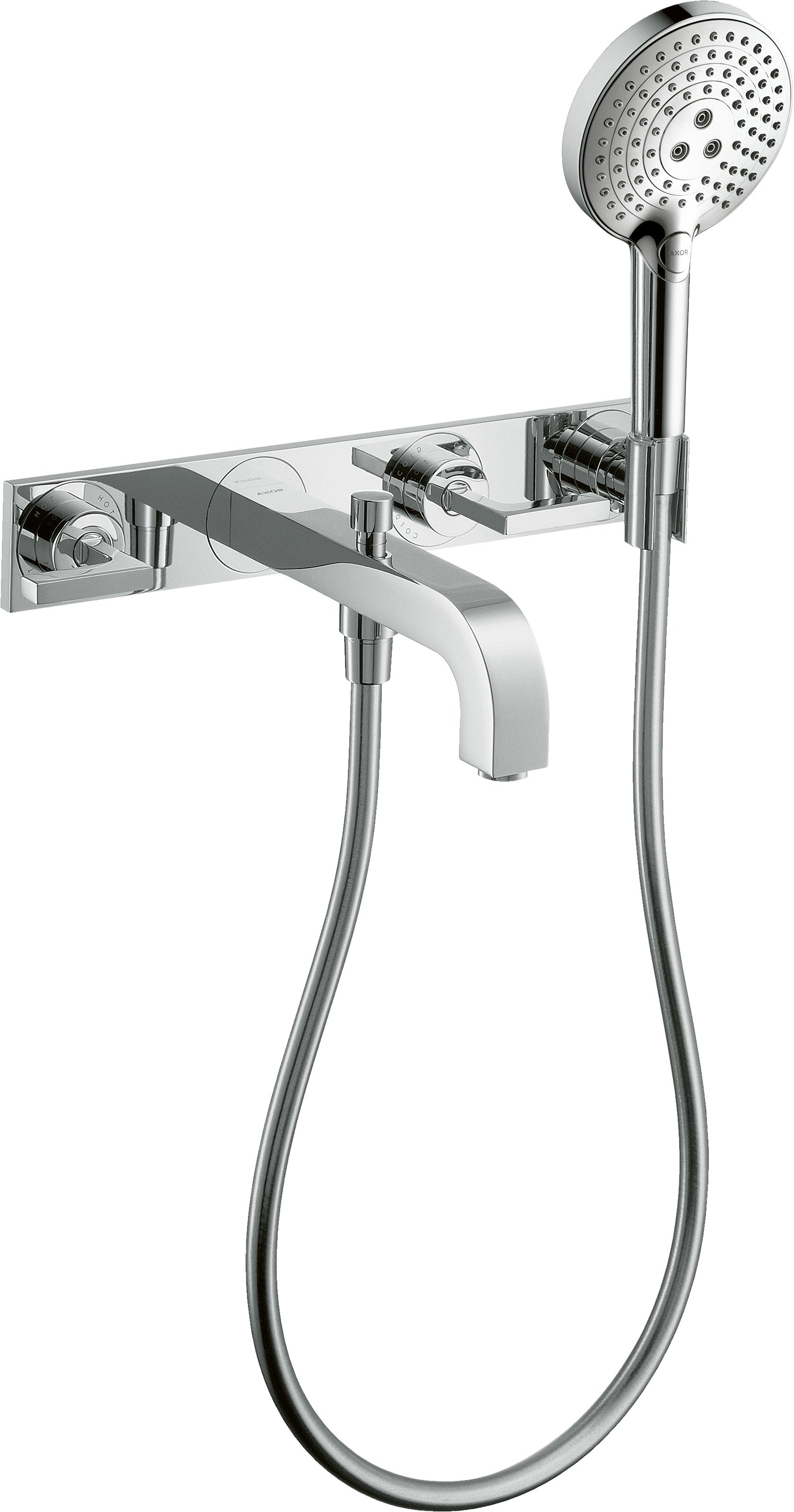 AXOR Citterio 3-hole bath mixer for concealed installation wall-mounted with lever handles and plate