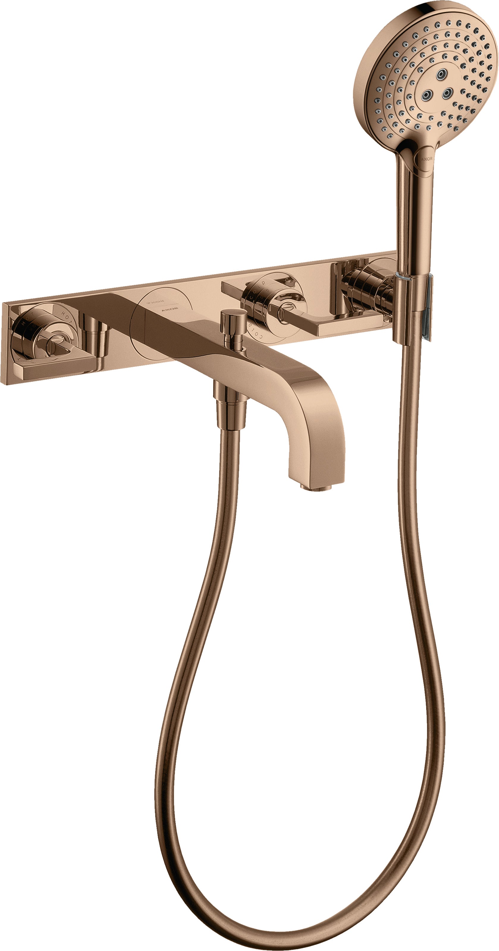 AXOR Citterio 3-hole bath mixer for concealed installation wall-mounted with lever handles and plate