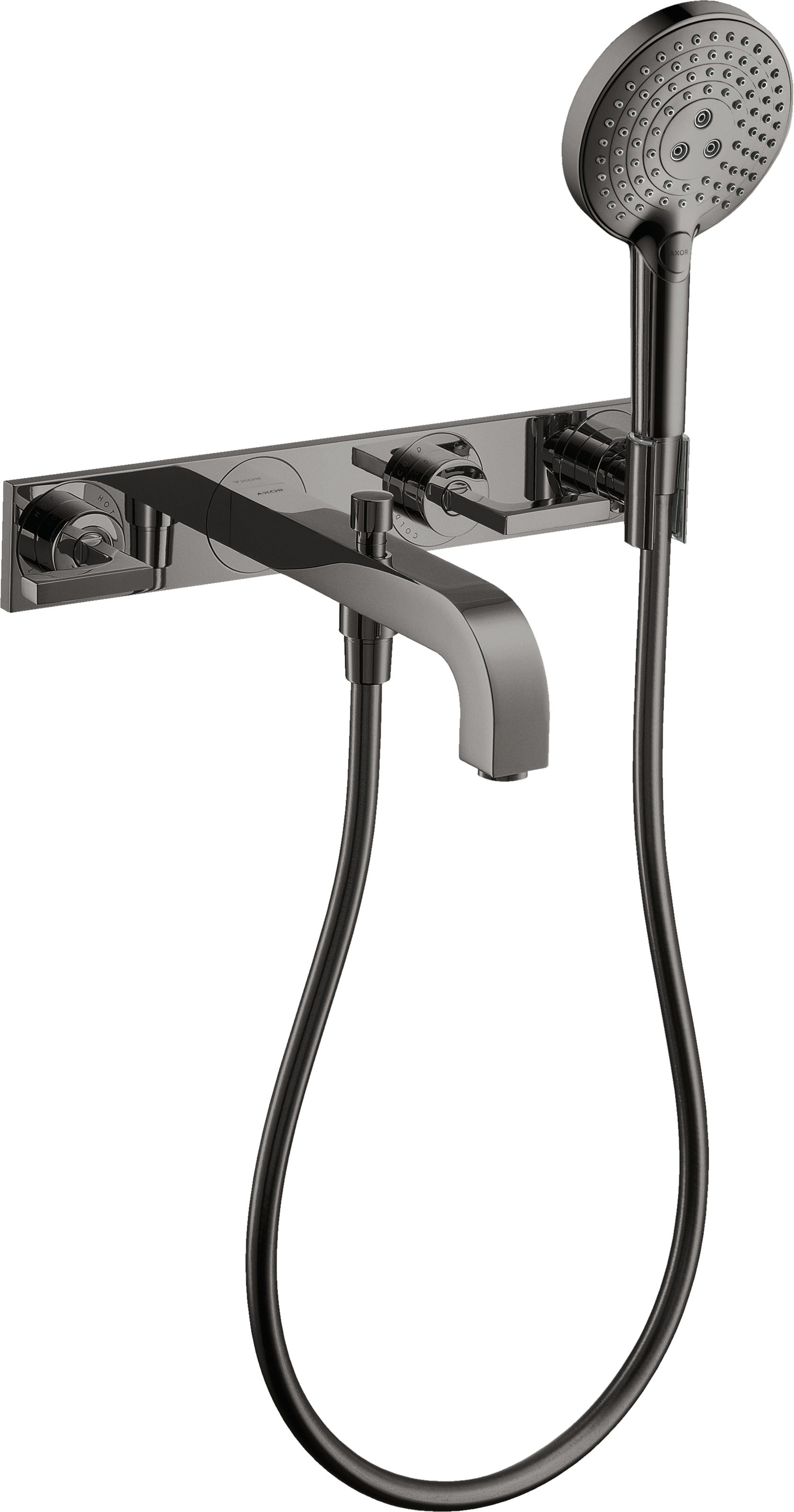 AXOR Citterio 3-hole bath mixer for concealed installation wall-mounted with lever handles and plate