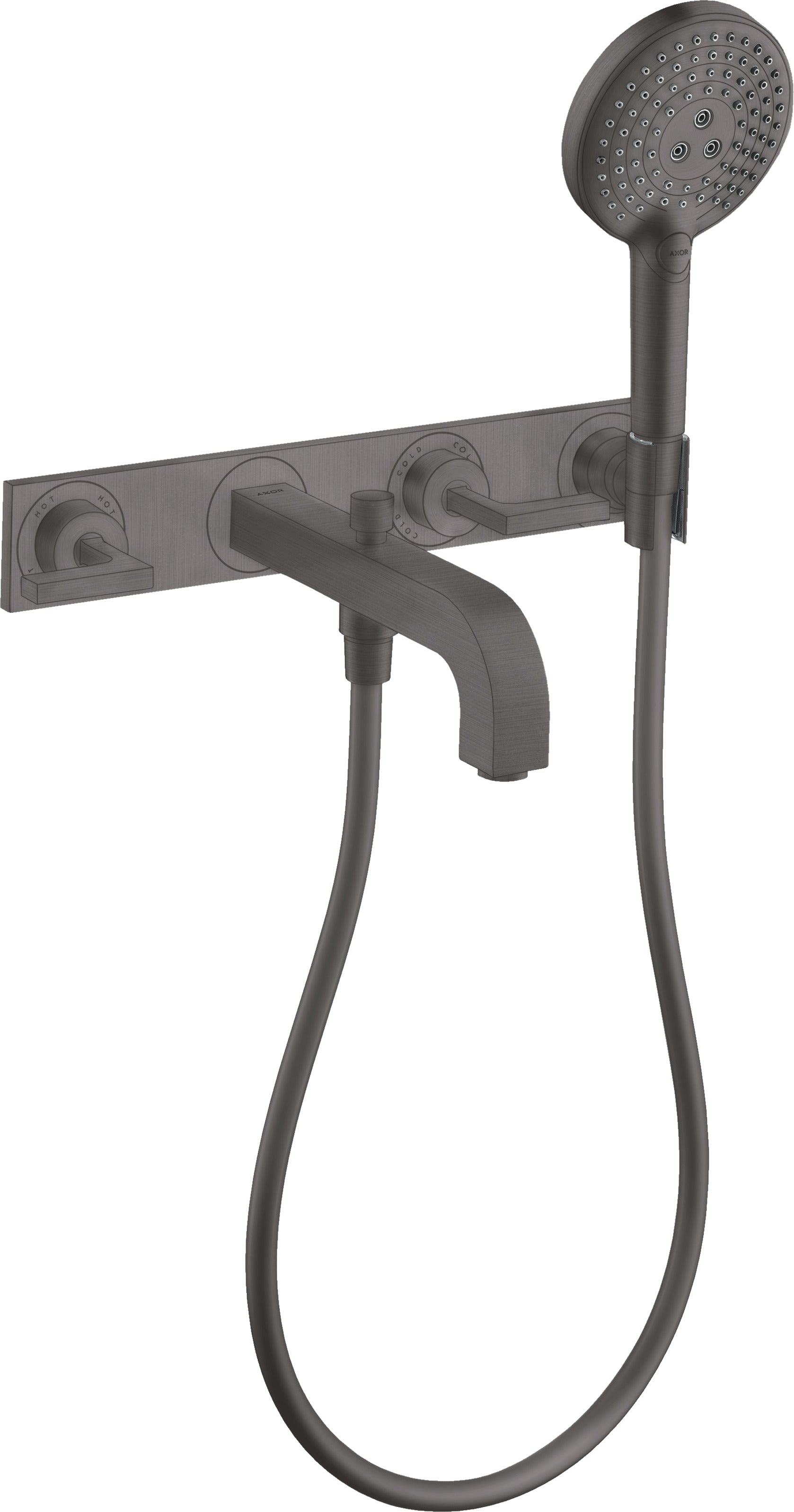 AXOR Citterio 3-hole bath mixer for concealed installation wall-mounted with lever handles and plate